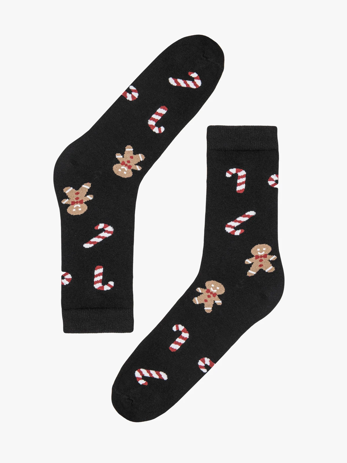 Czarne skarpety bawełniane w świąteczny print