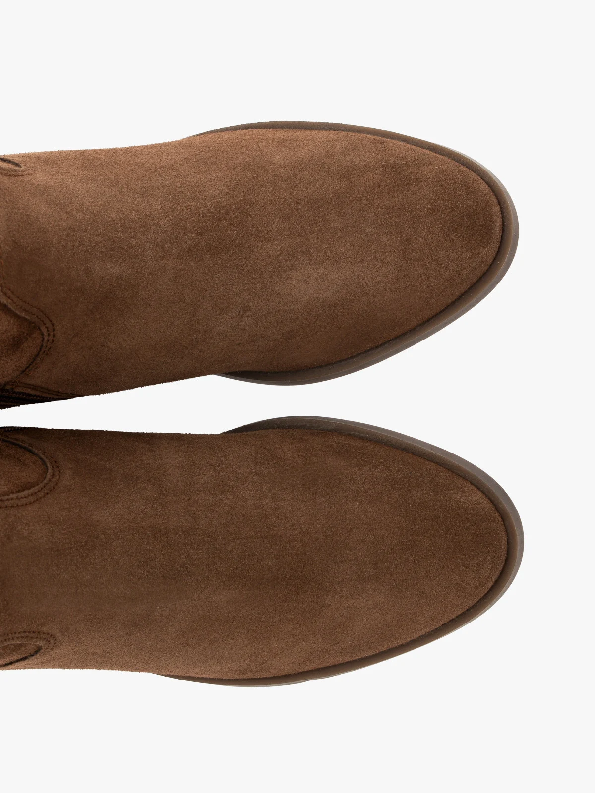 Brązowe, welurowe kozaki damskie z ozdobną cholewą