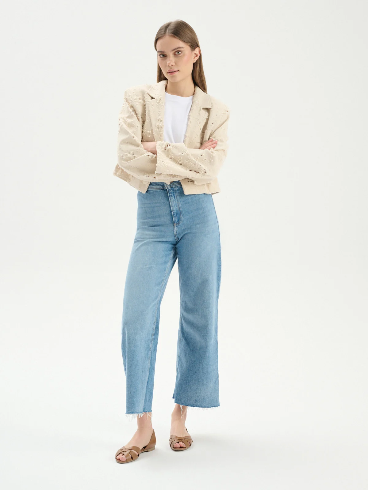 Brązowe baleriny z odkrytymi palcami