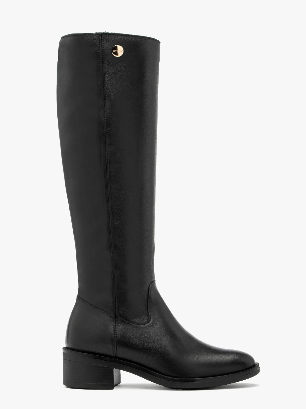 Czarne kozaki damskie z gumową wstawką w cholewce