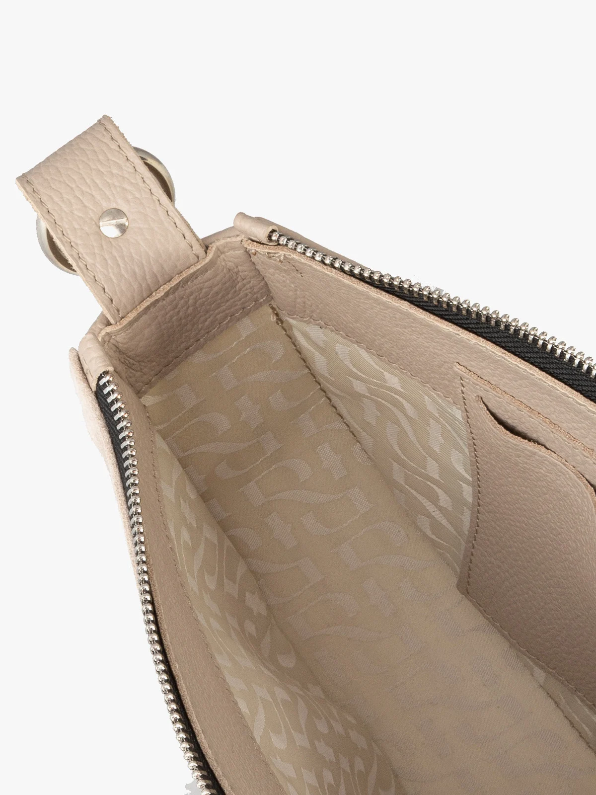 Beżowa torebka na szerokim pasku z taśmy