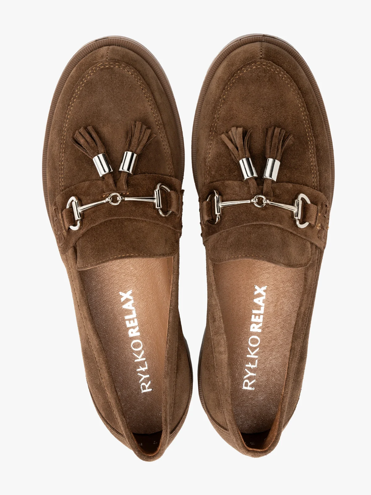 Brązowe mokasyny damskie z chwostami