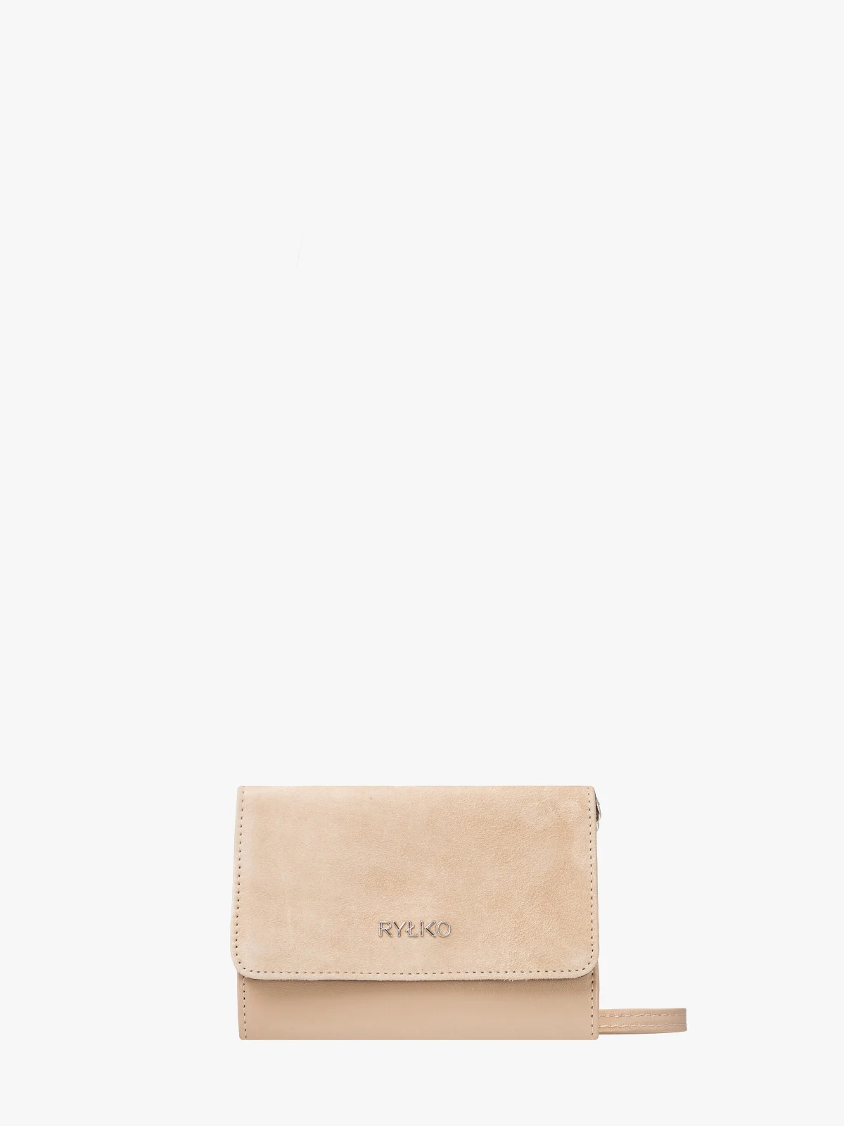 Mała beżowa torebka typu kopertówka