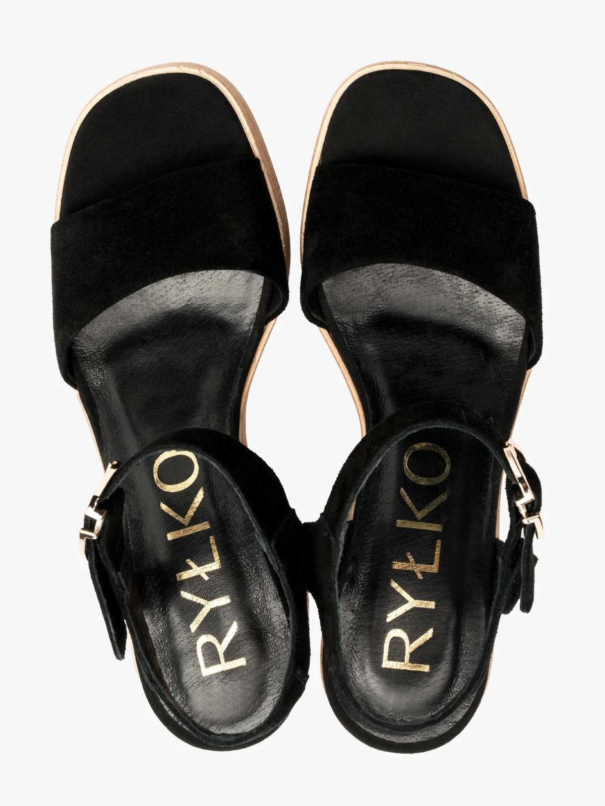 Czarne, welurowe sandały na masywnej platformie