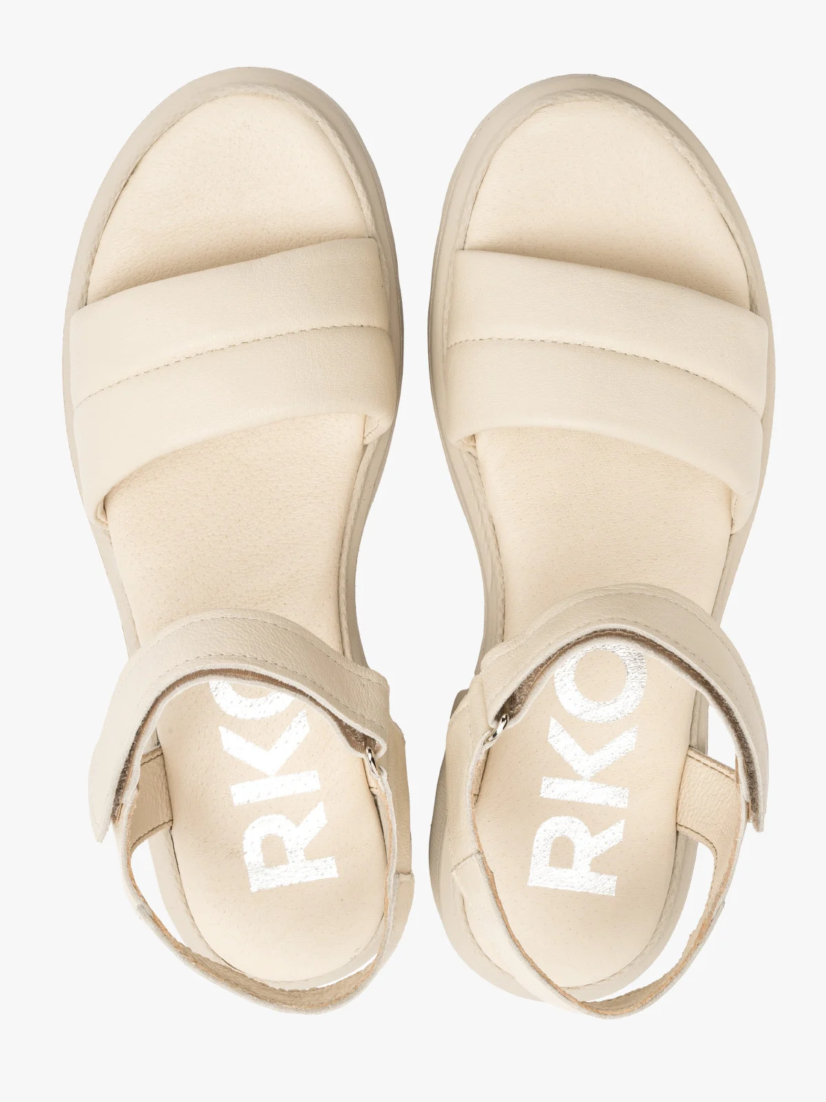 Kremowe sandały zapinane na rzepy