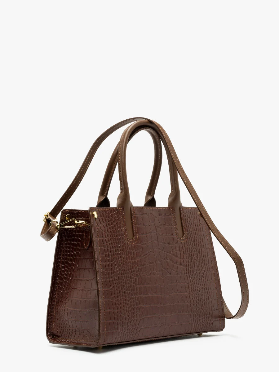 Brązowa torebka z ozdobną fakturą