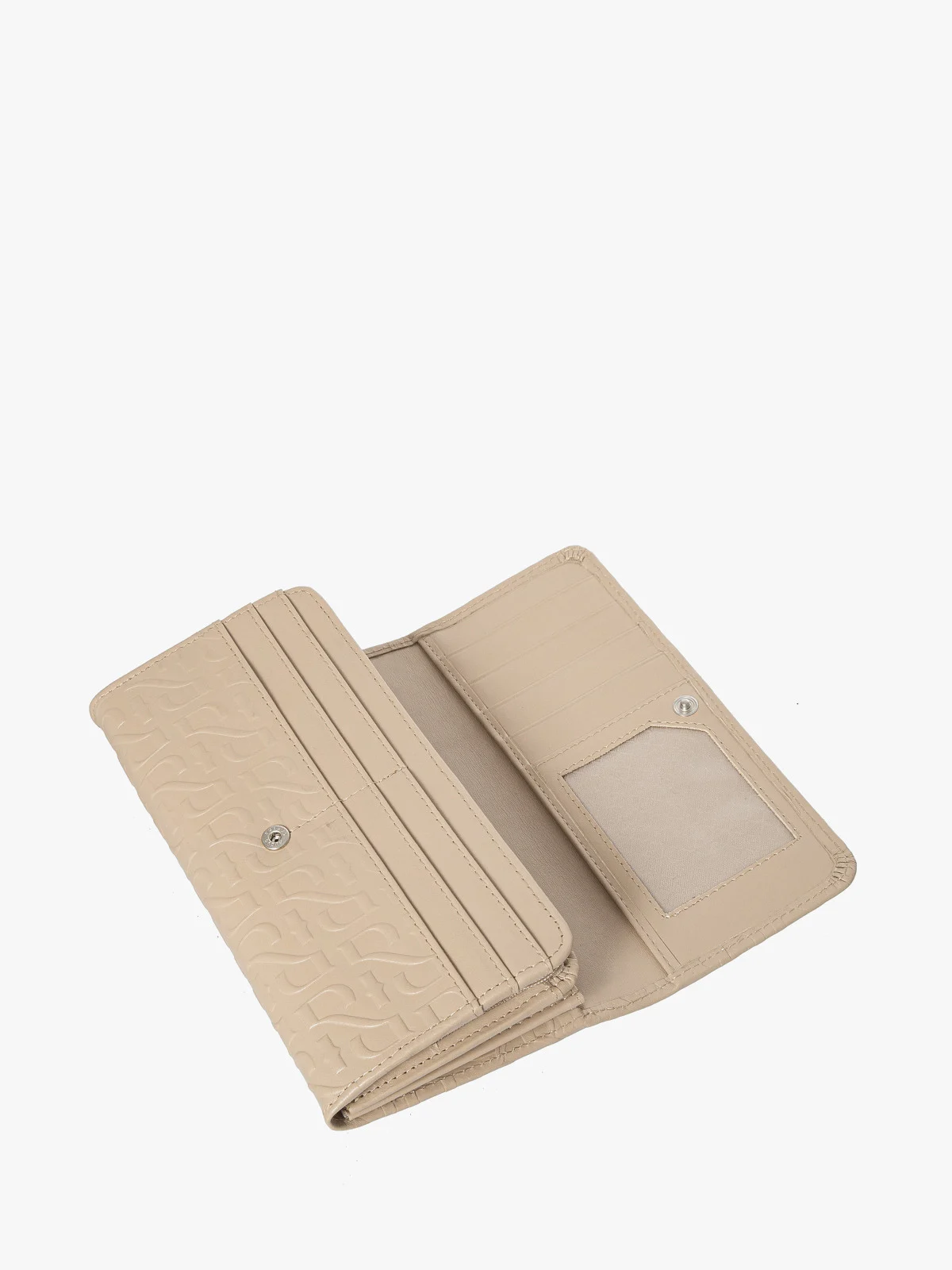 Wytłaczany beżowy portfel damski