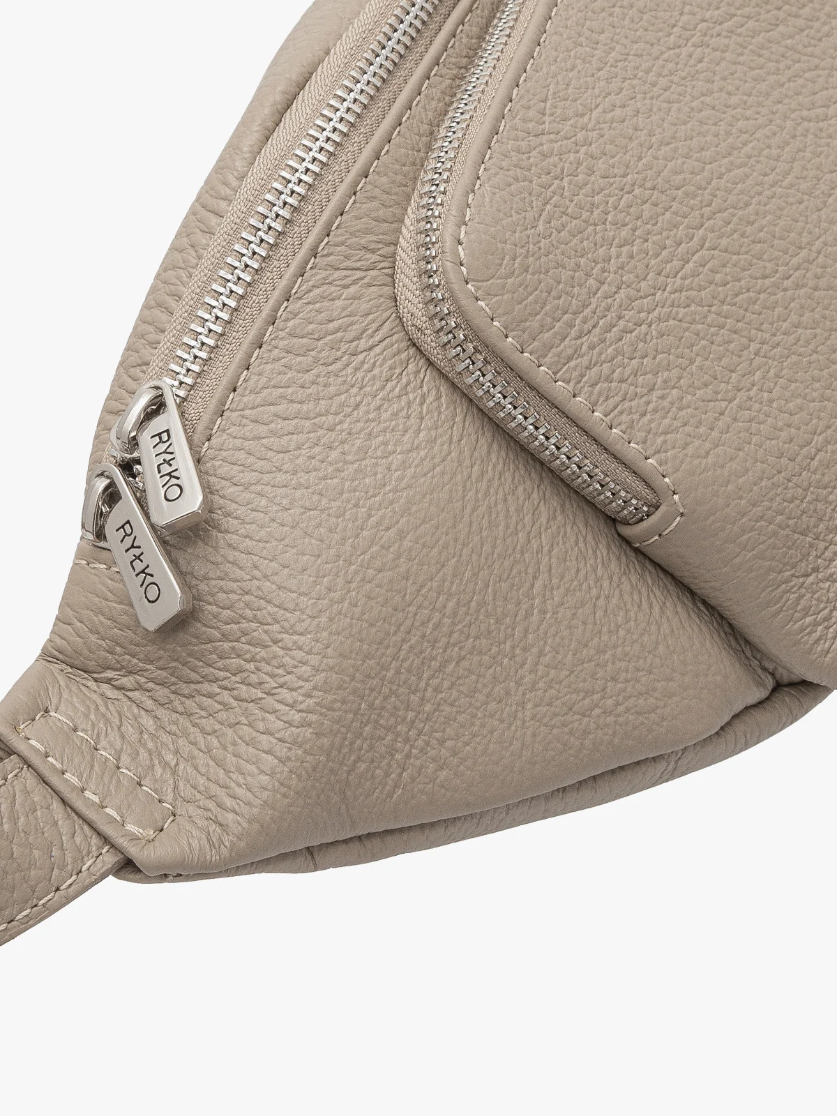 Ciemnobeżowa torebka nerka z poręczną zewnętrzną kieszenią