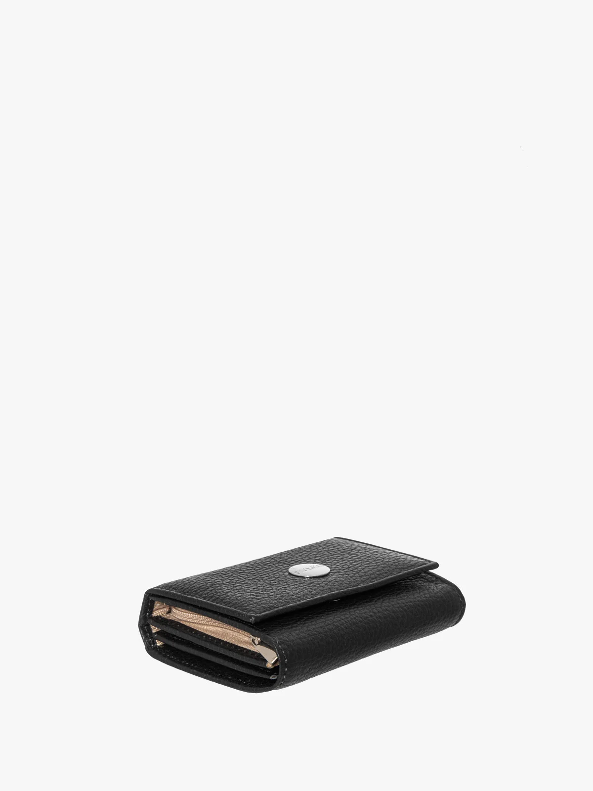 Czarny portfel damski ze srebrnymi detalami