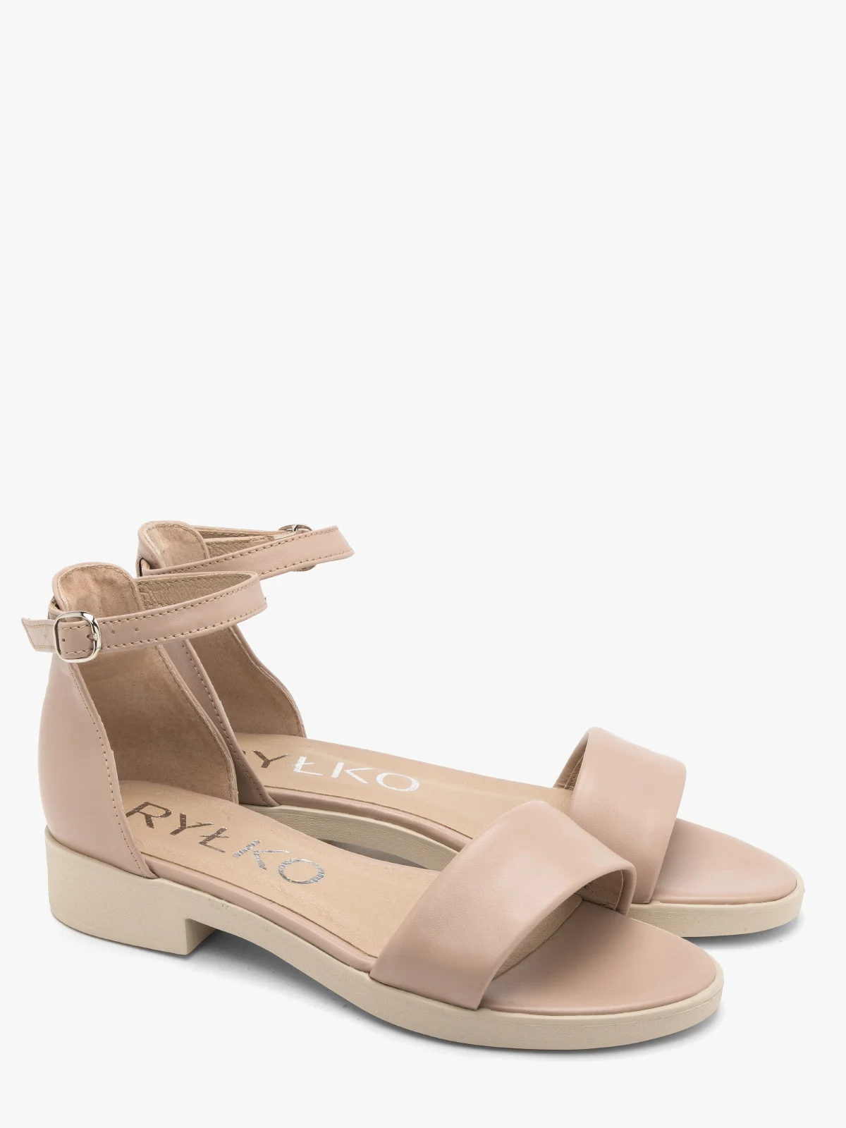 Beżowe sandały z zabudowaną piętą