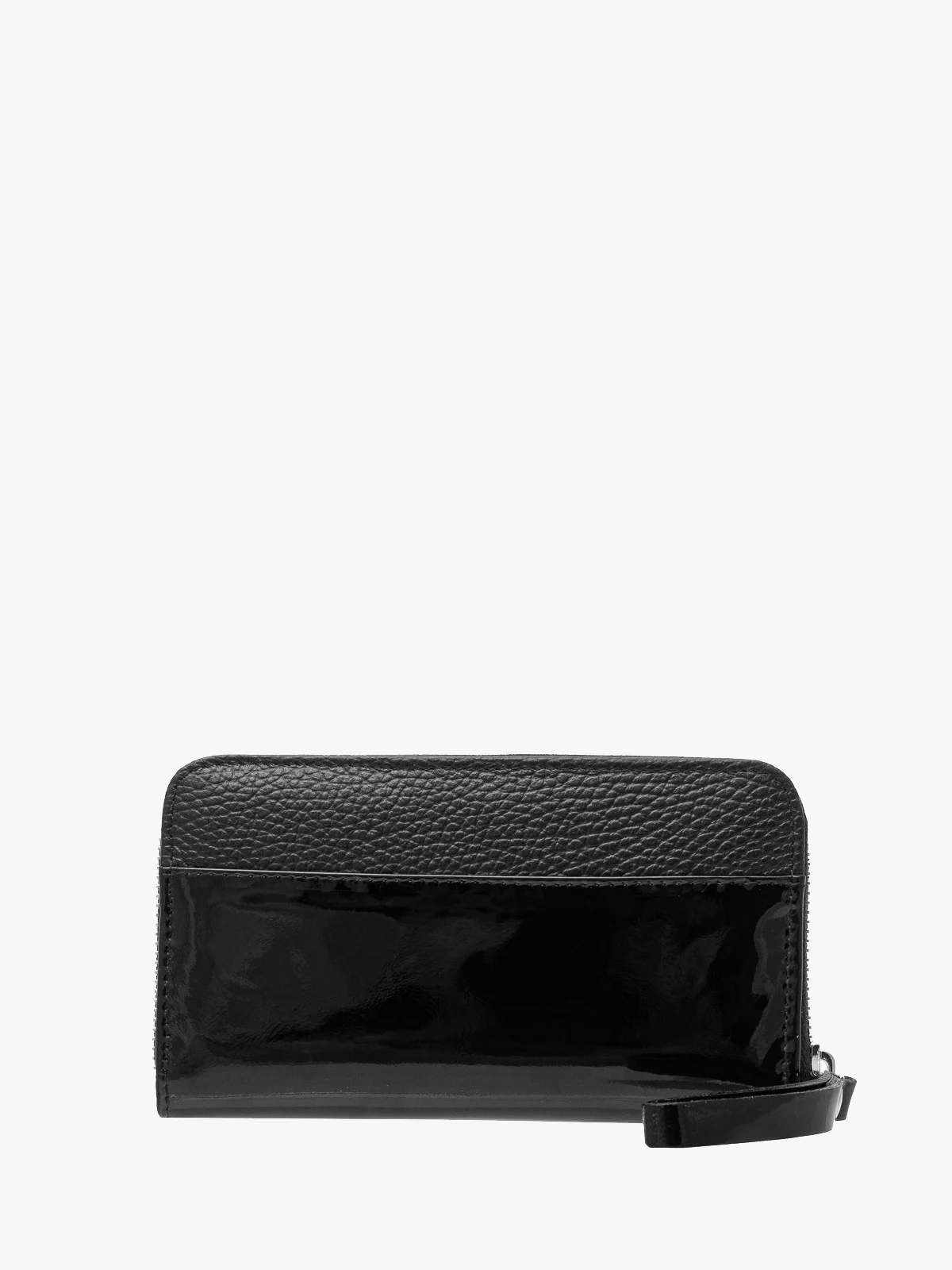 Czarny portfel damski z łączonych skór