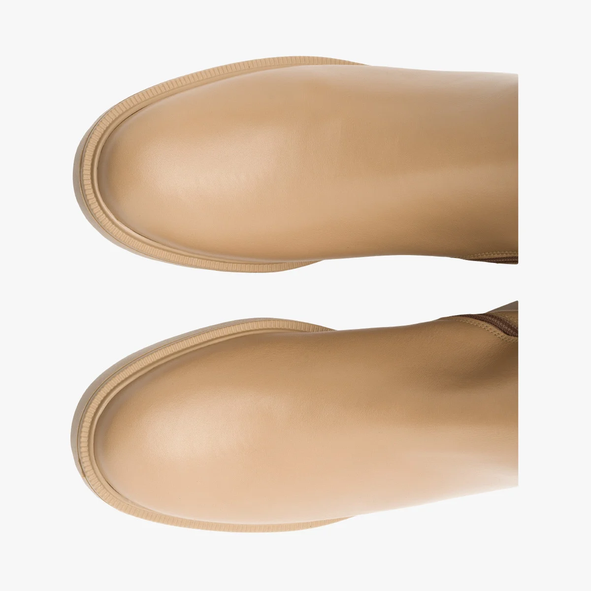 Beżowe kozaki z wąską cholewką