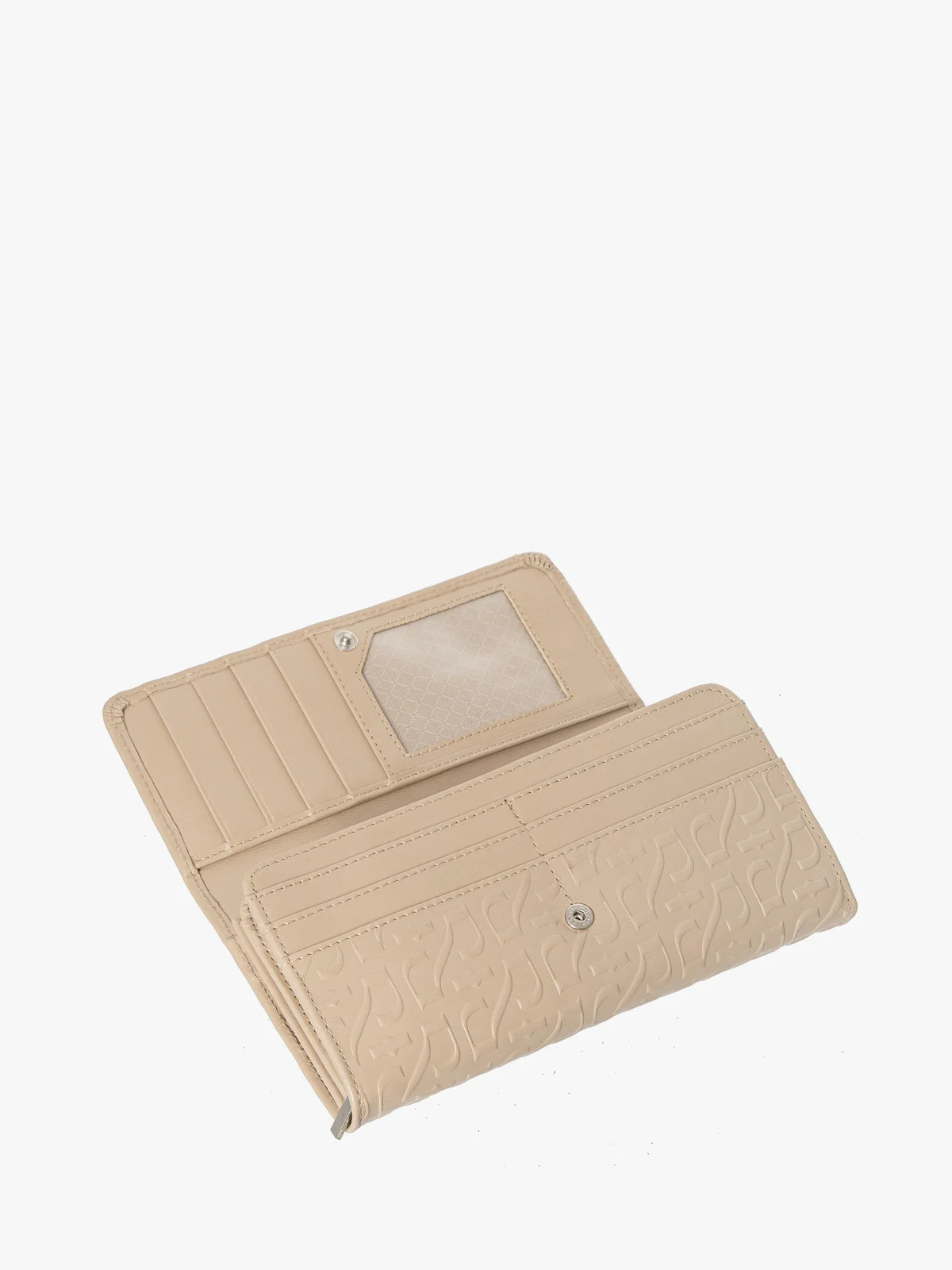 Wytłaczany beżowy portfel damski