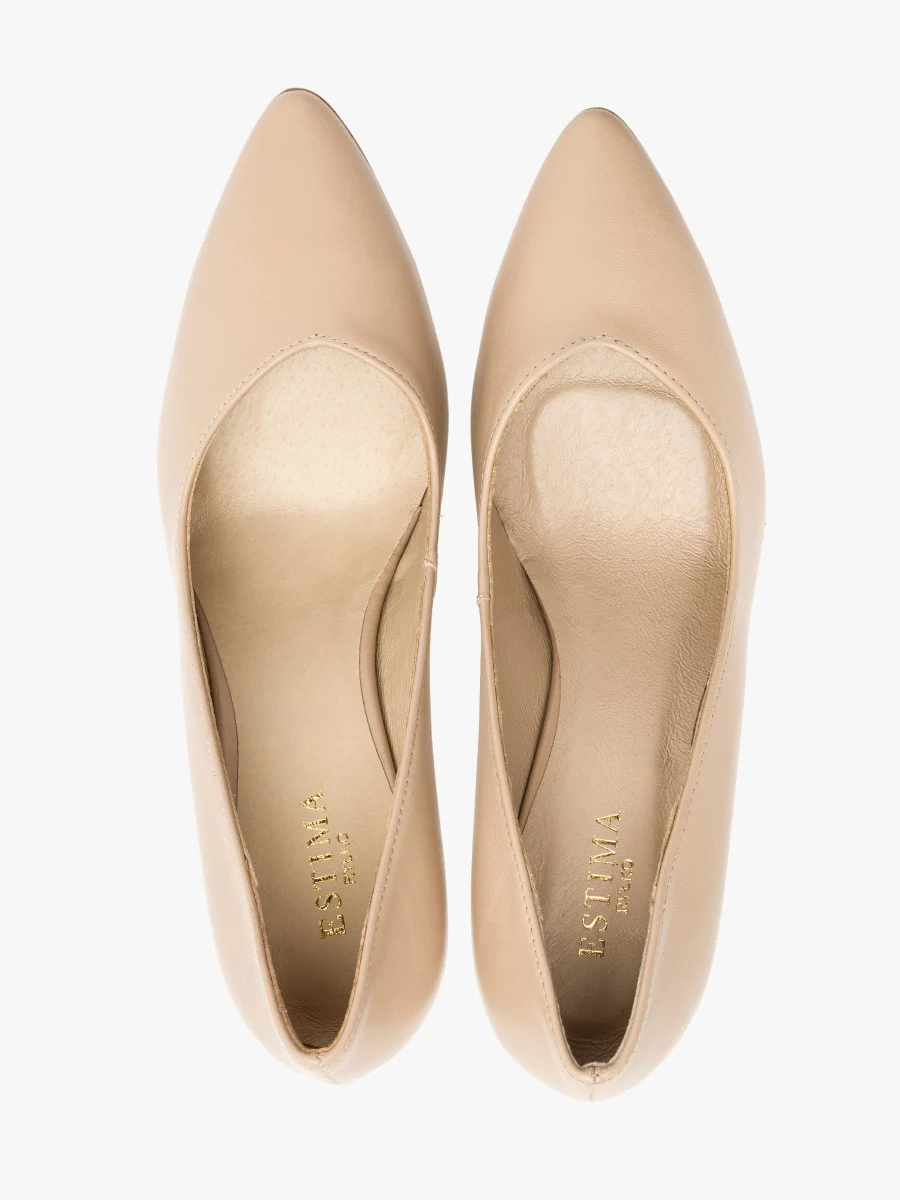 Beżowe czółenka z ozdobny dekoltem