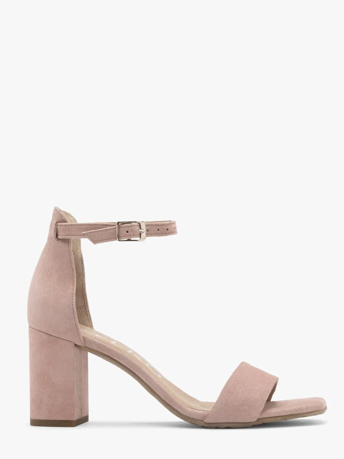 Pudrowo-różowe sandały na obcasie