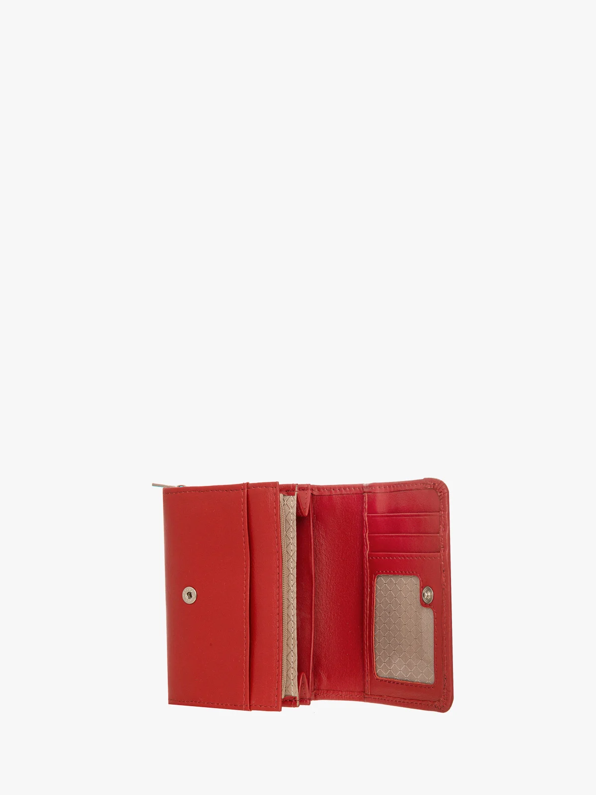 Czerwony portfel ze srebrnymi detalami