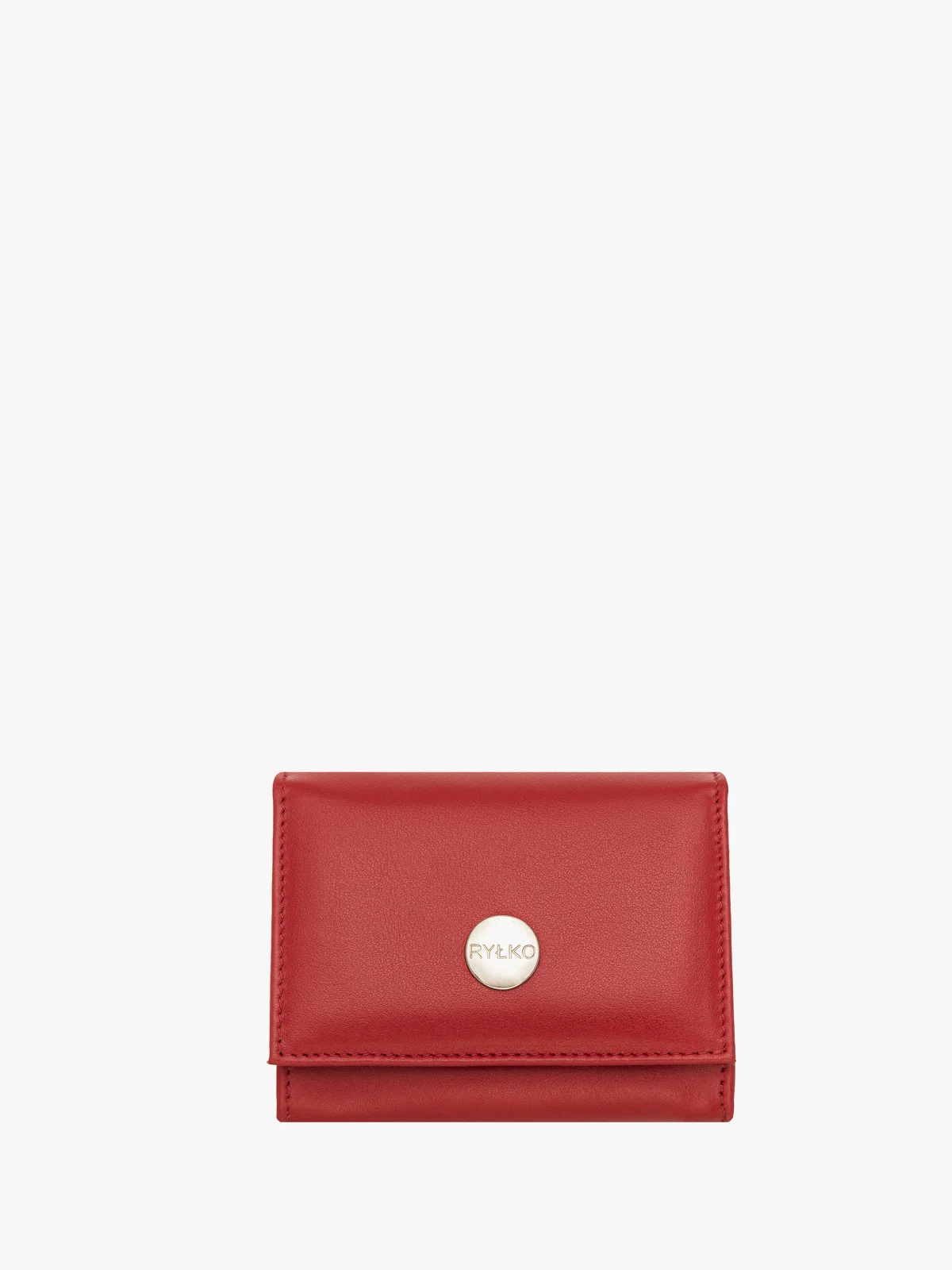 Czerwony portfel damski ze srebrnymi detalami