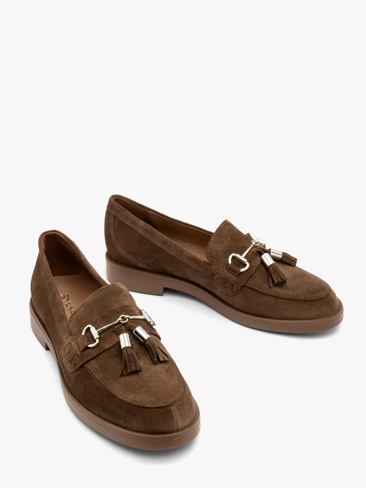 Brązowe mokasyny damskie z chwostami