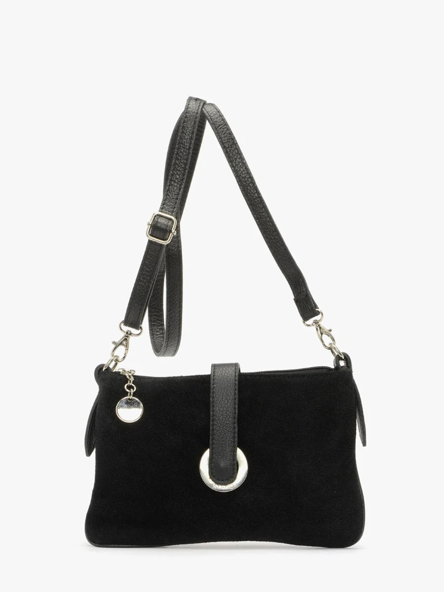 Czarna torebka z łączonych skór