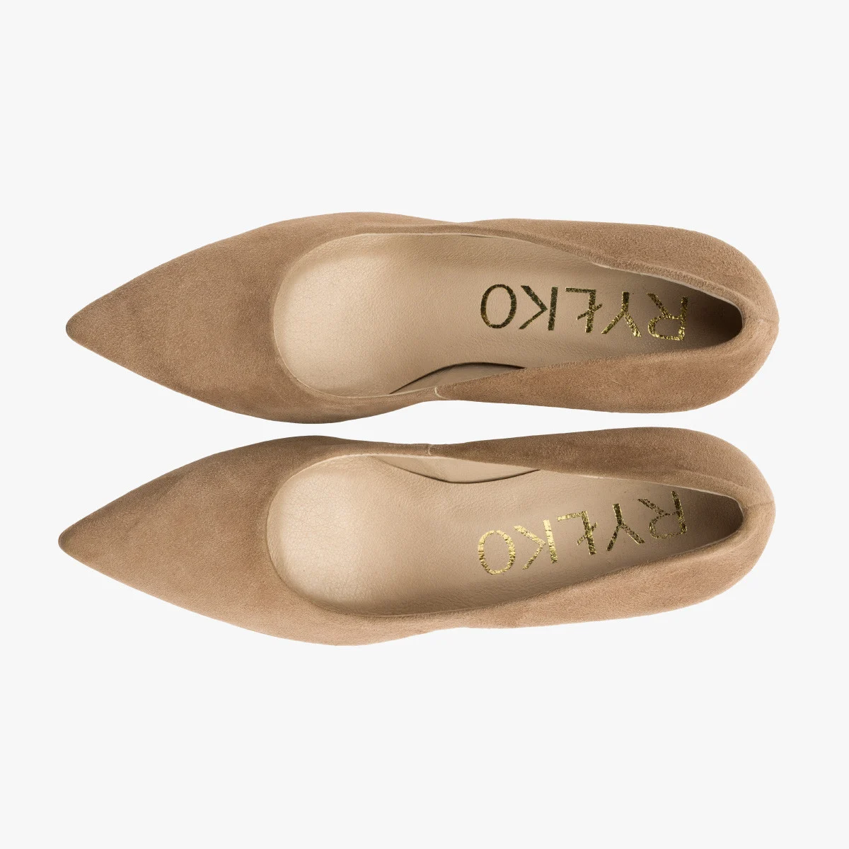 Beżowe welurowe czółenka na szpilce