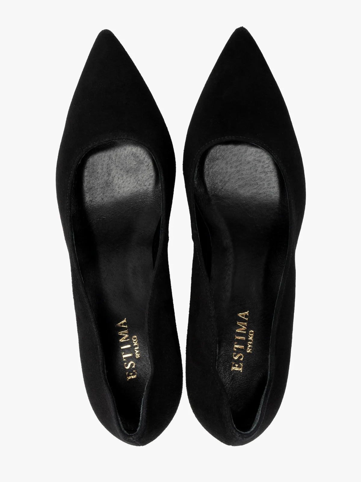 Czarne, welurowe czółenka z ozdobną cholewką