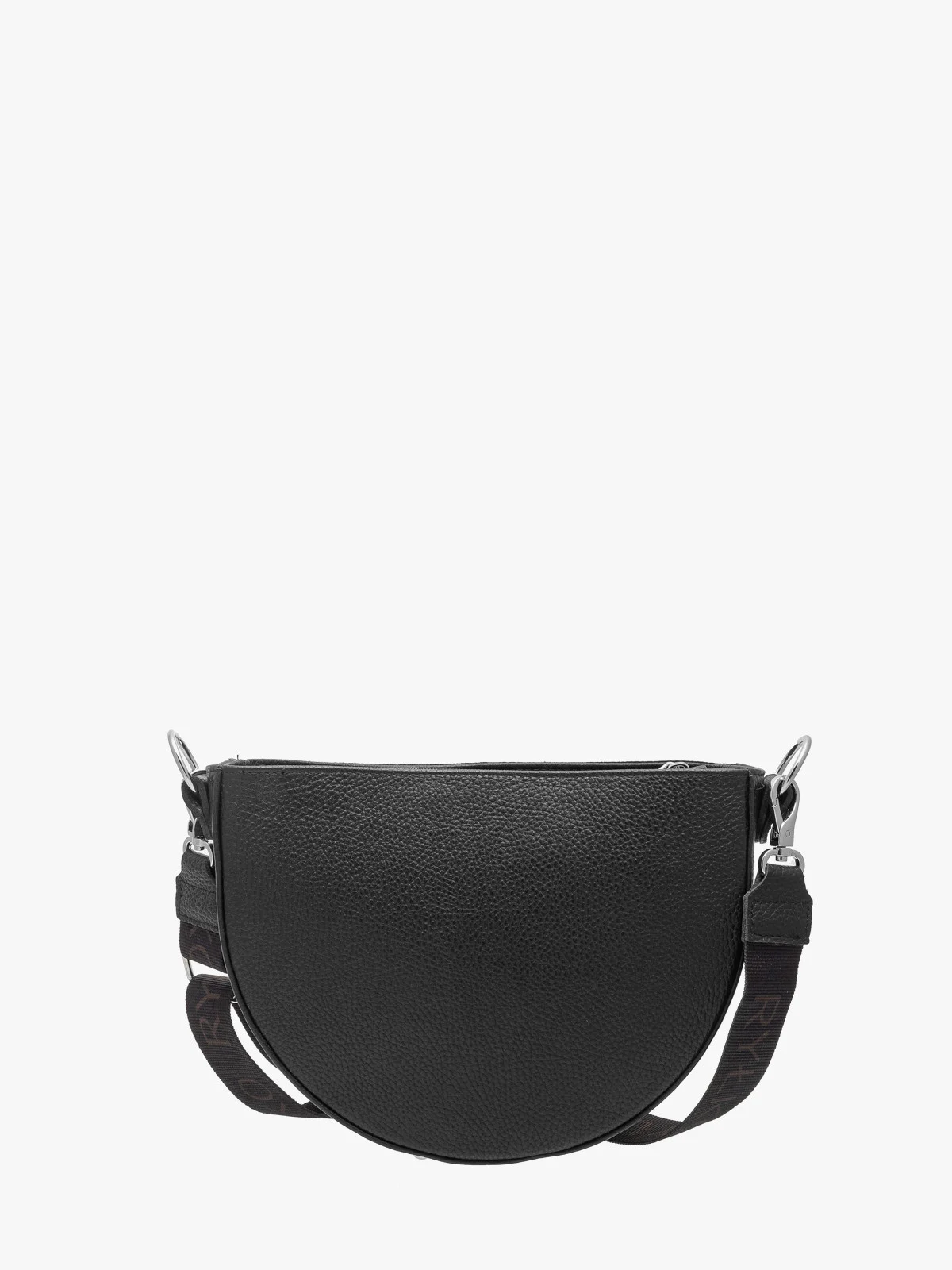 Mała, czarna torebka na szerokim pasku z taśmy