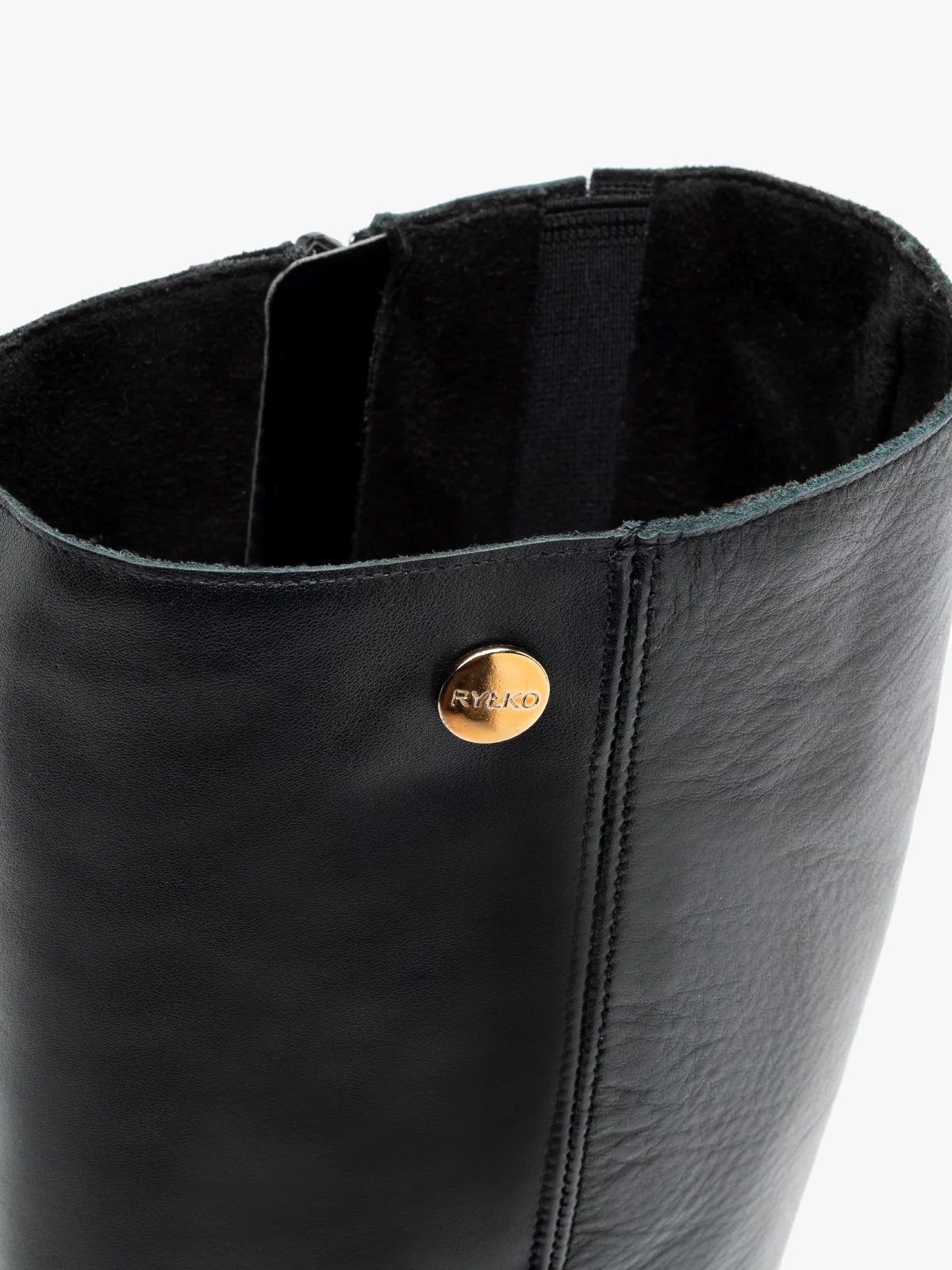 Czarne kozaki damskie z gumową wstawką w cholewce