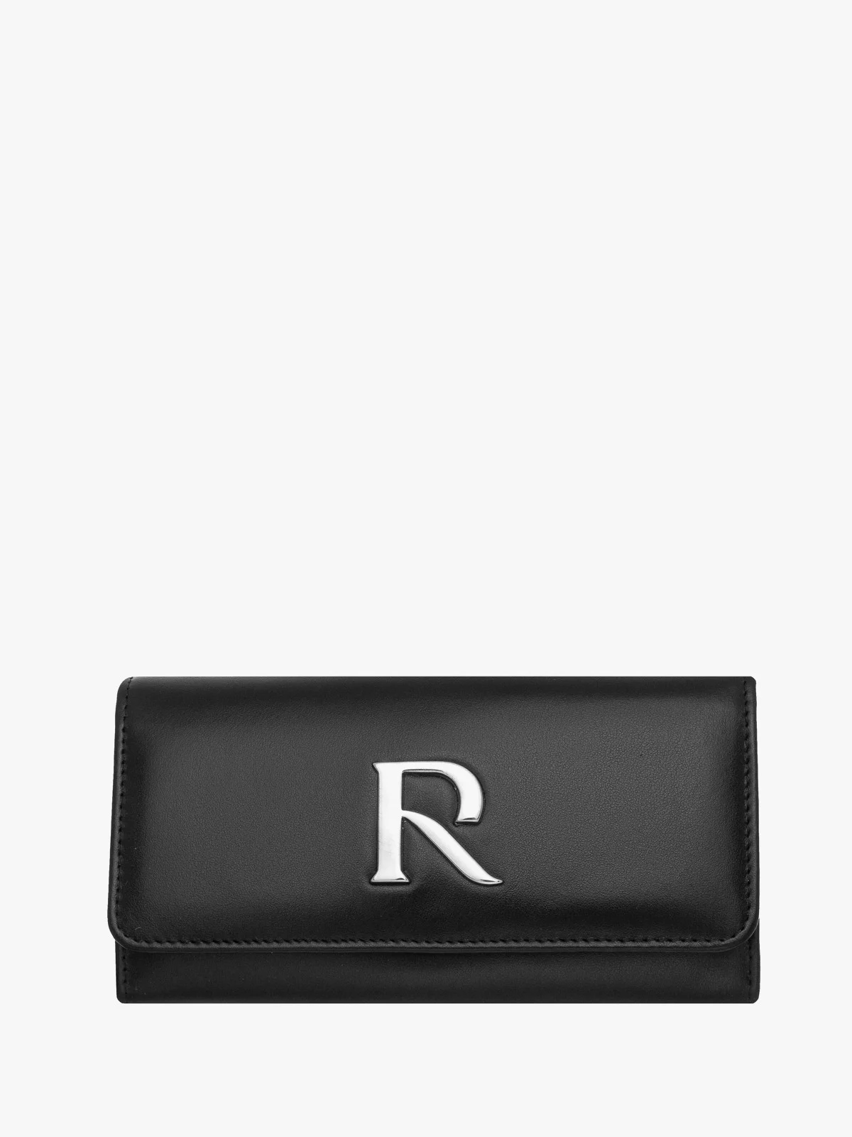 Czarny portfel damski ze srebrnym detalem