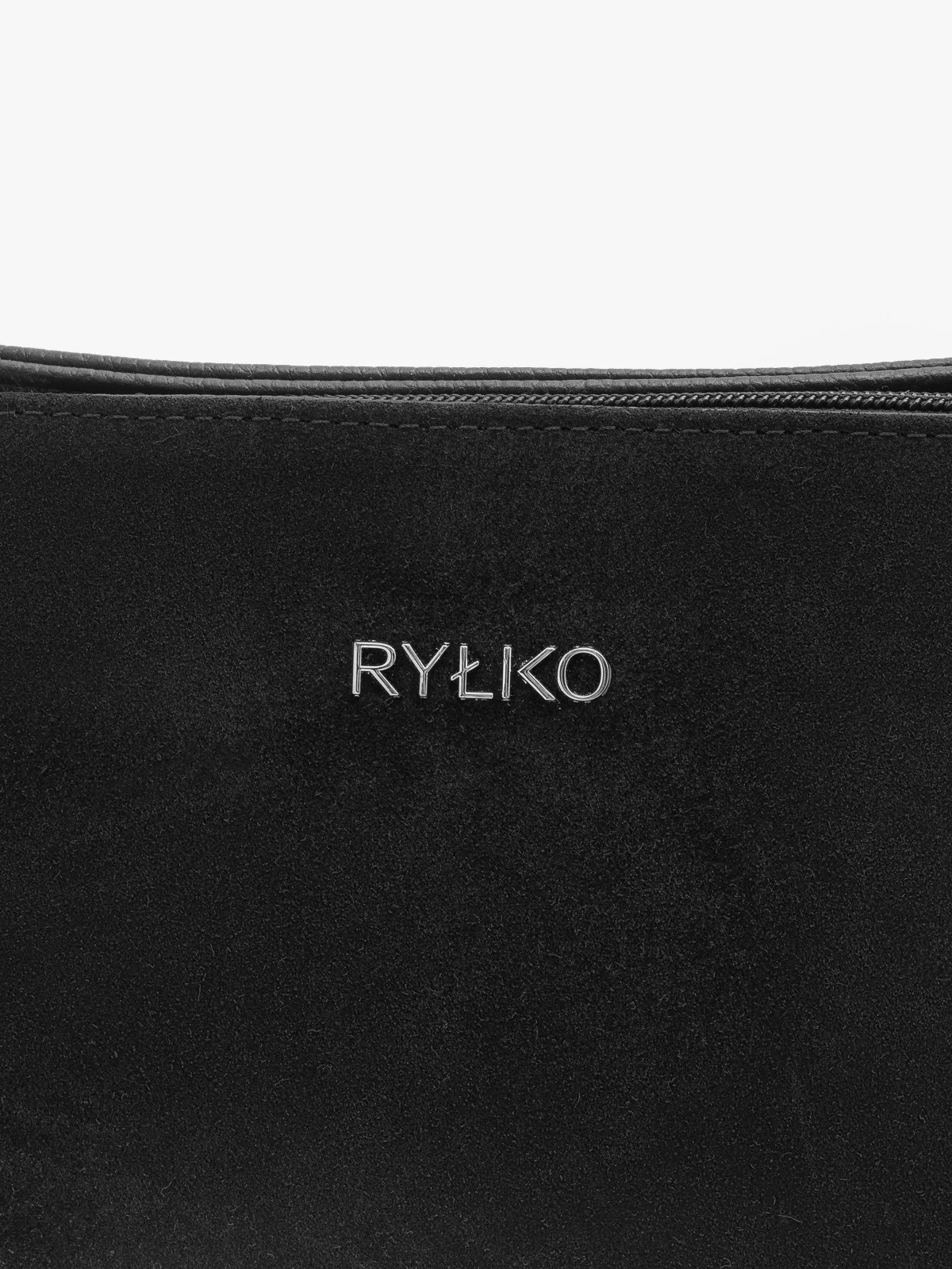 Mała, czarna torebka na szerokim pasku z taśmy