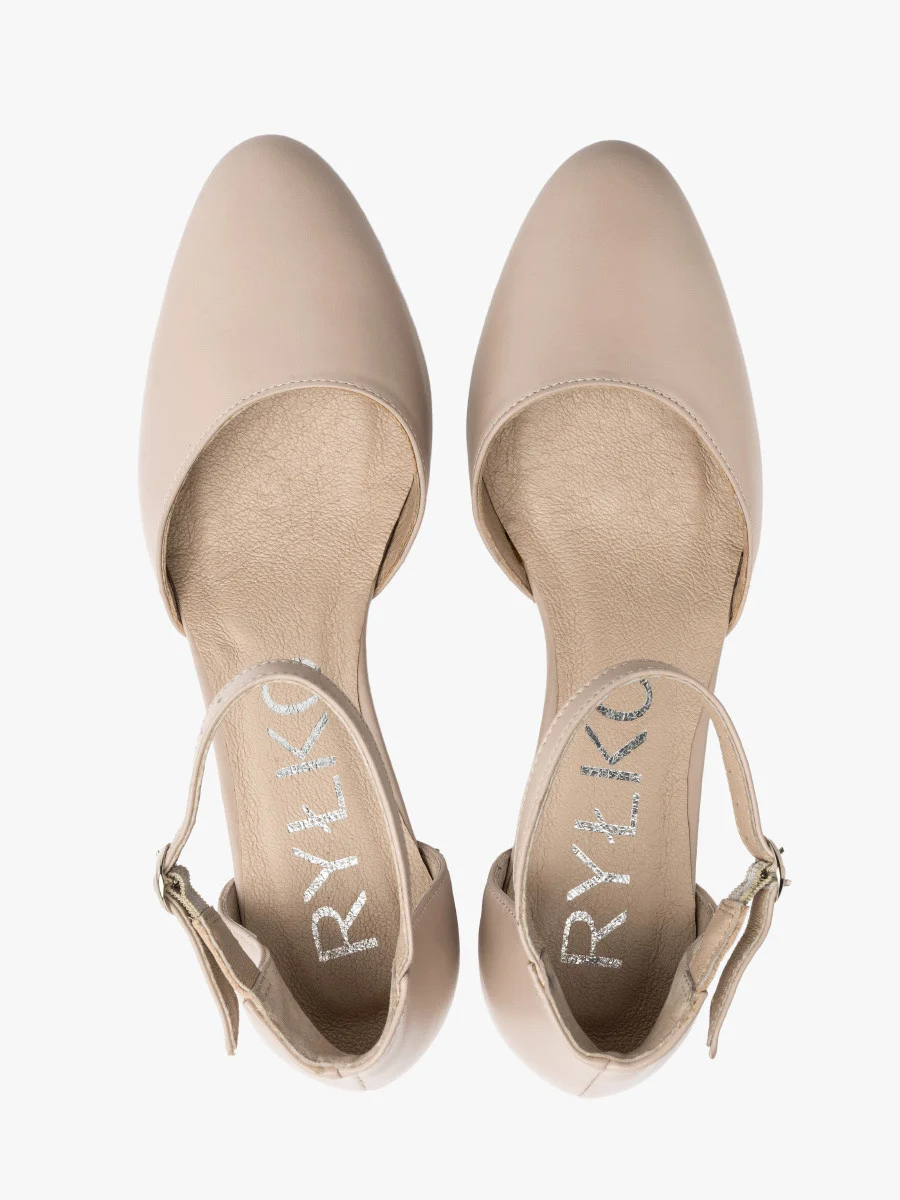 Beżowe czółenka z paskiem wokół kostki