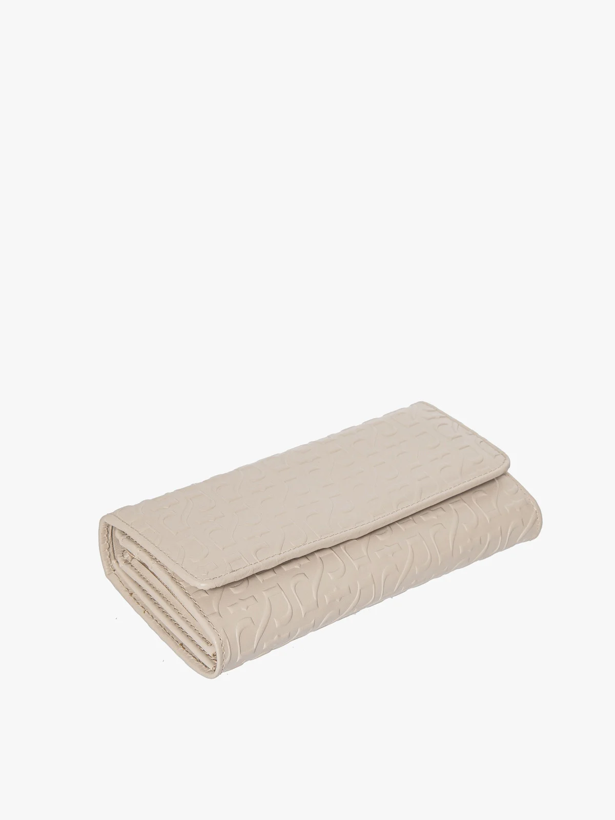 Wytłaczany beżowy portfel damski