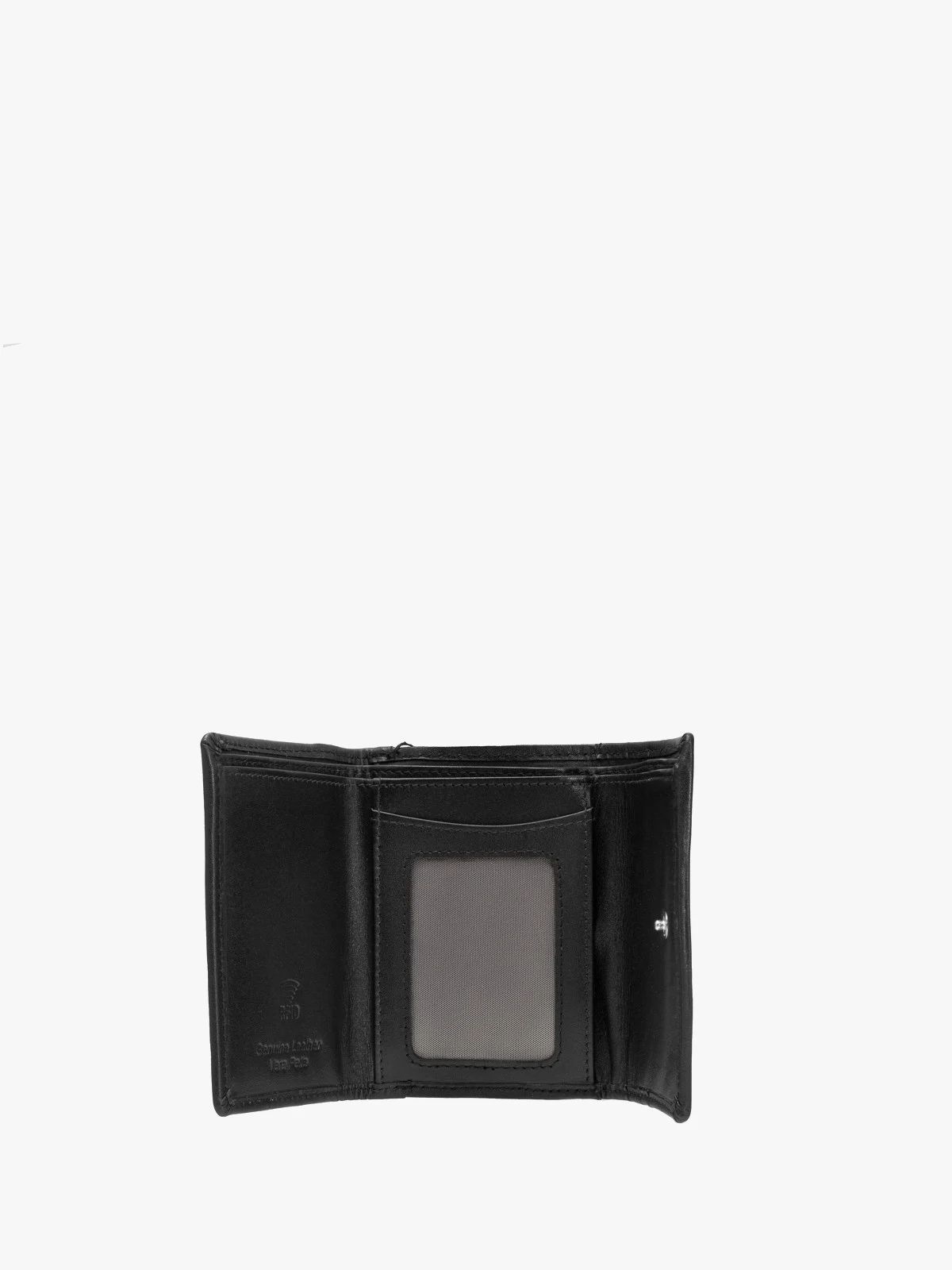 Czarny portfel damski z ozdobnym zapięciem