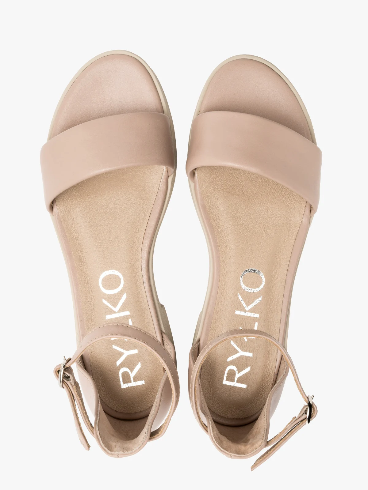 Beżowe sandały z zabudowaną piętą