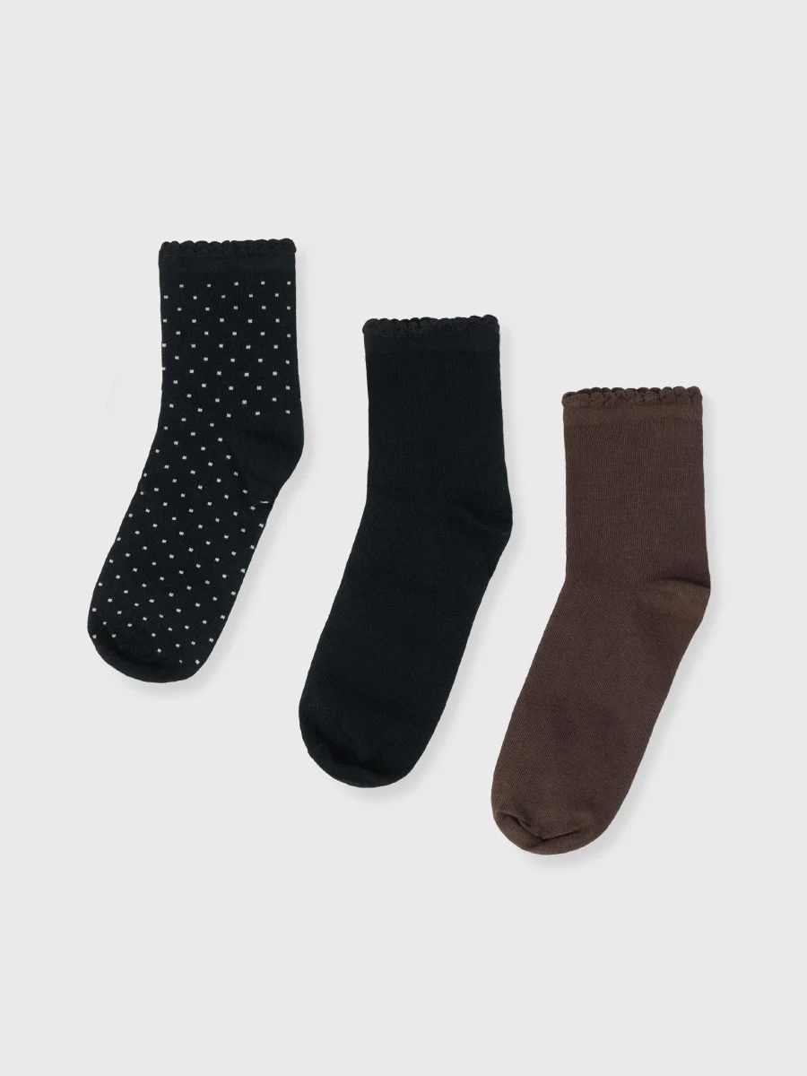 Brązowe skarpety bawełniane z falbanką