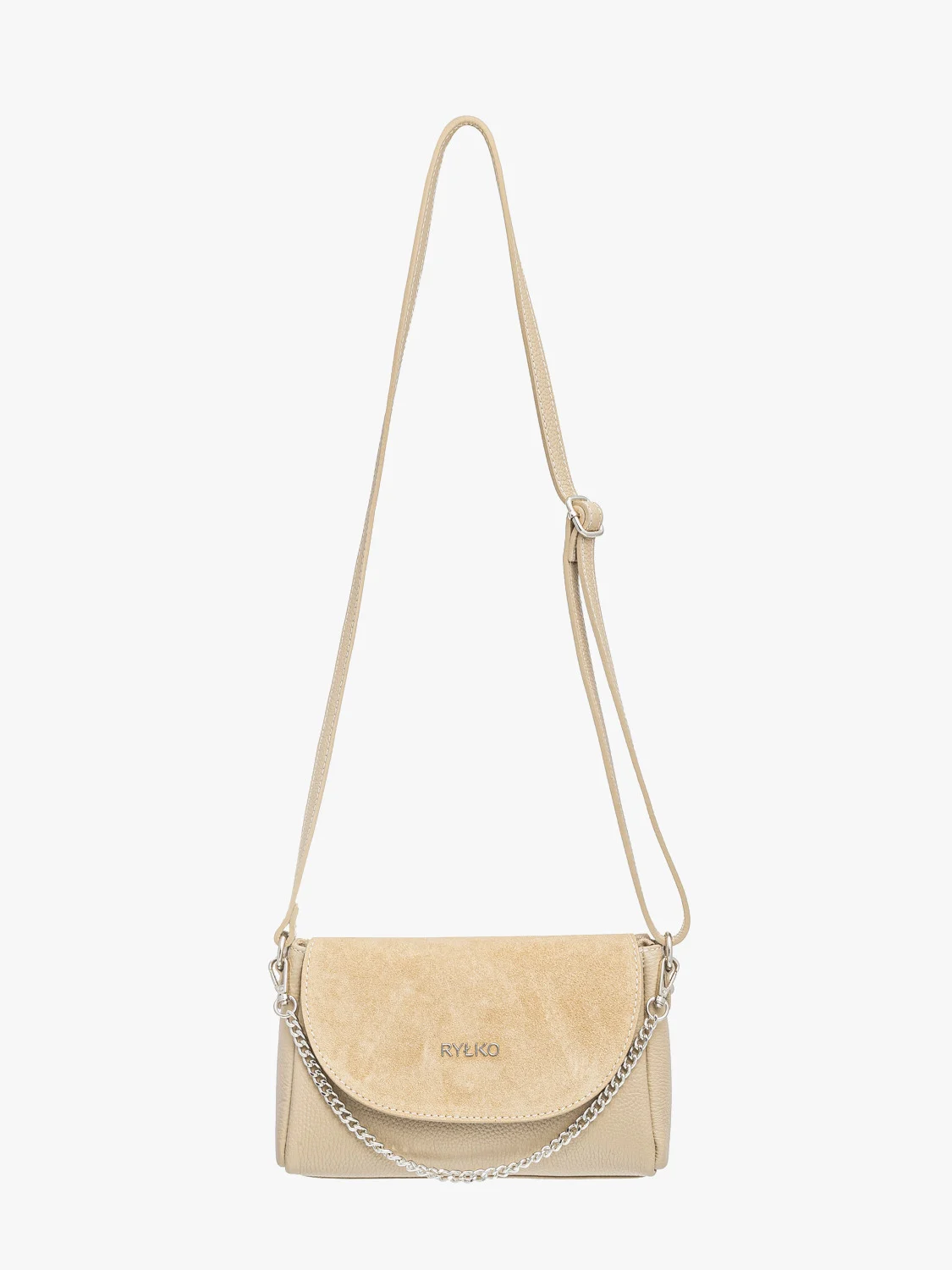 Mała beżowa torebka z łańcuszkiem
