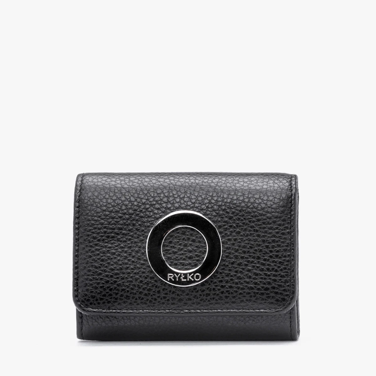 Czarny portfel ze srebrnym detalem