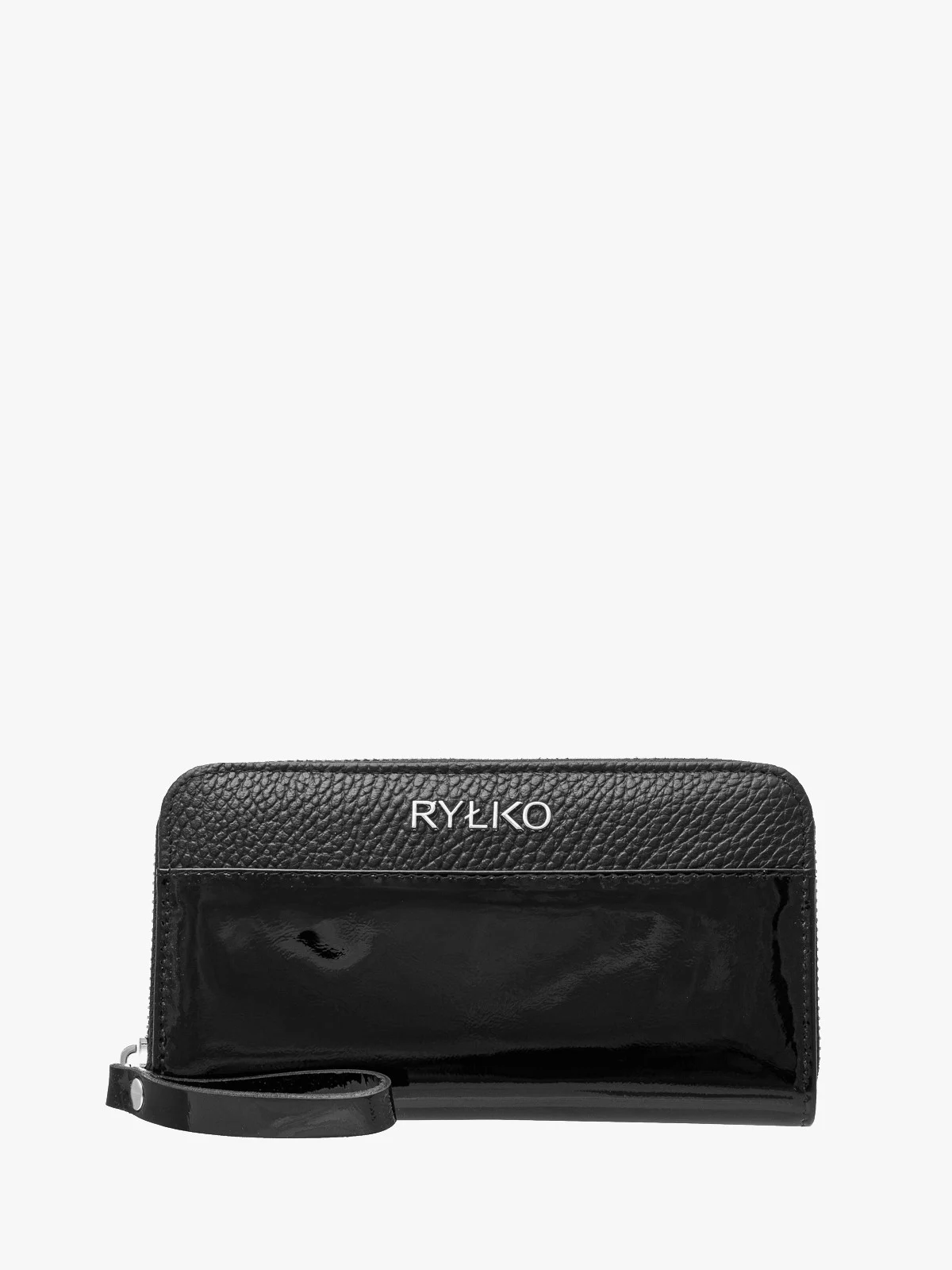 Czarny portfel damski z łączonych skór