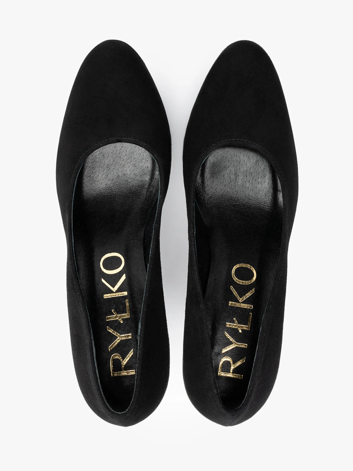 Czarne, welurowe czółenka na wysokiej szpilce oraz balu