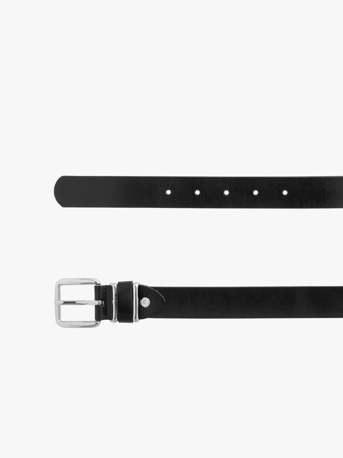 Czarny pasek damski ze srebrną klamrą