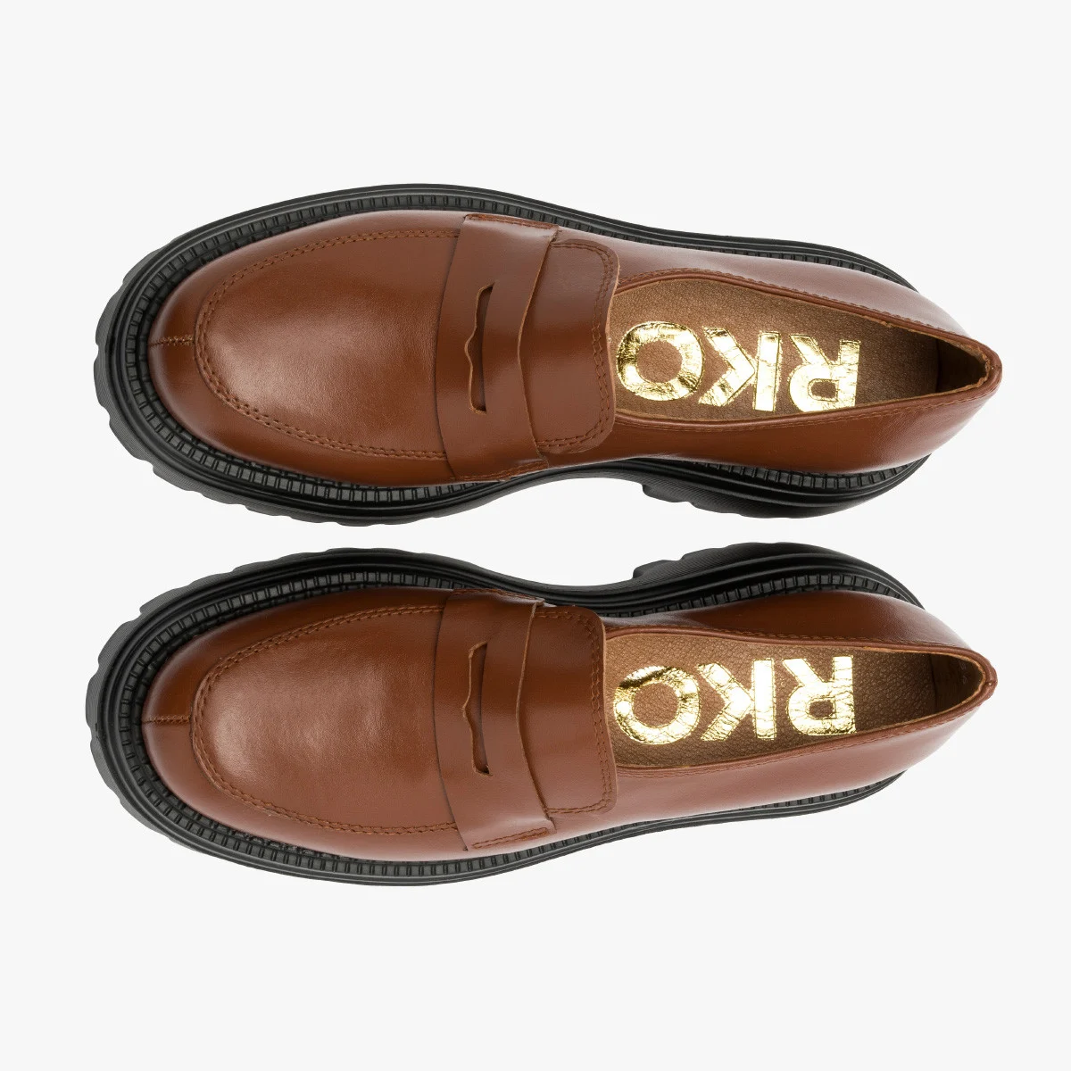 Brązowe mokasyny na grubej podeszwie