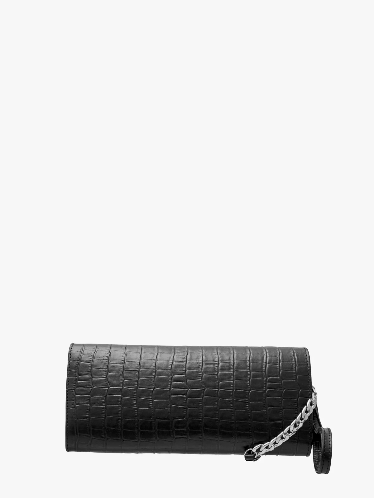 Elegancka, czarna torebka z ozdobną fakturą