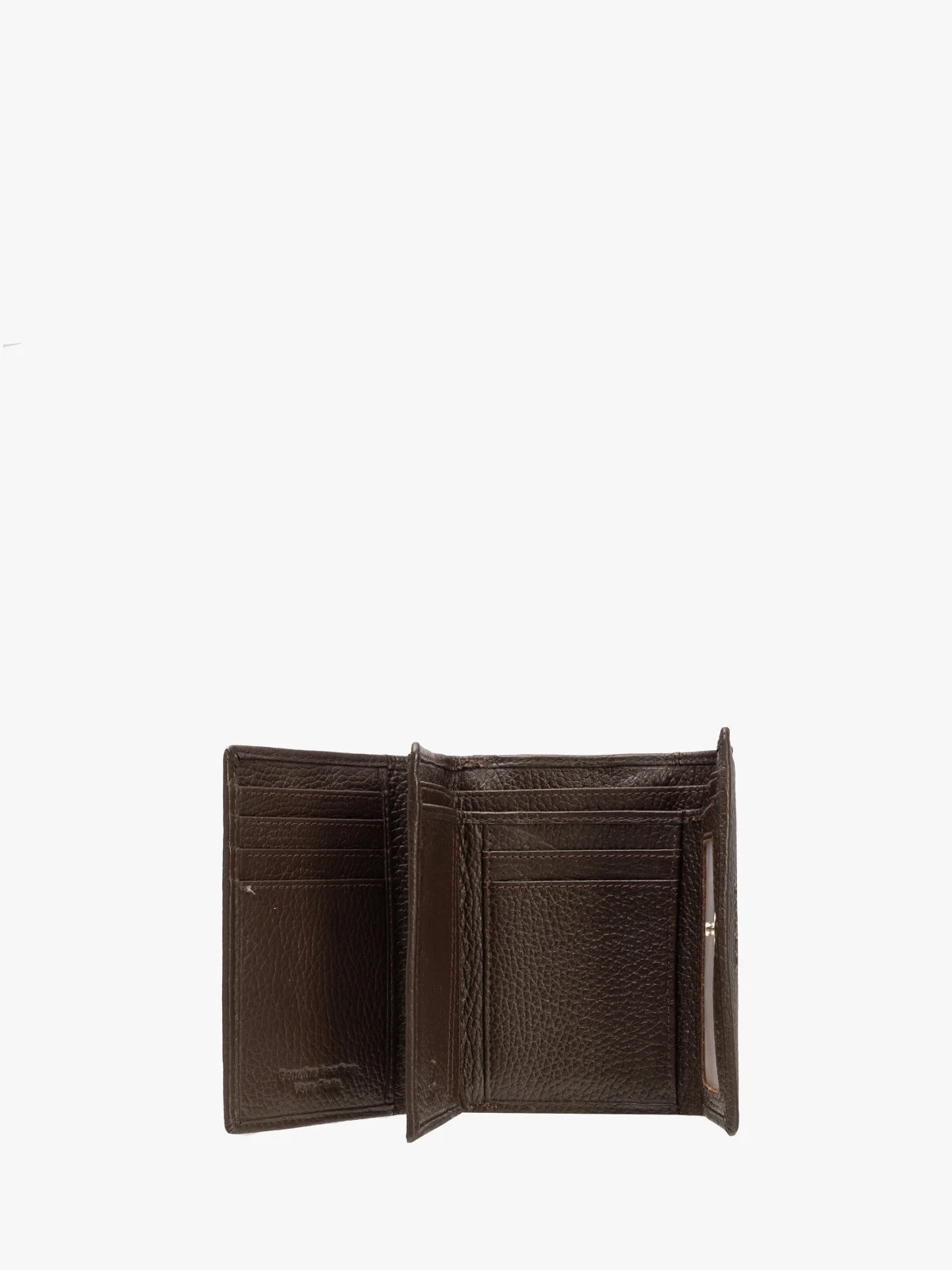 Ciemnobrązowy portfel damski z dekoracyjnym zapięciem