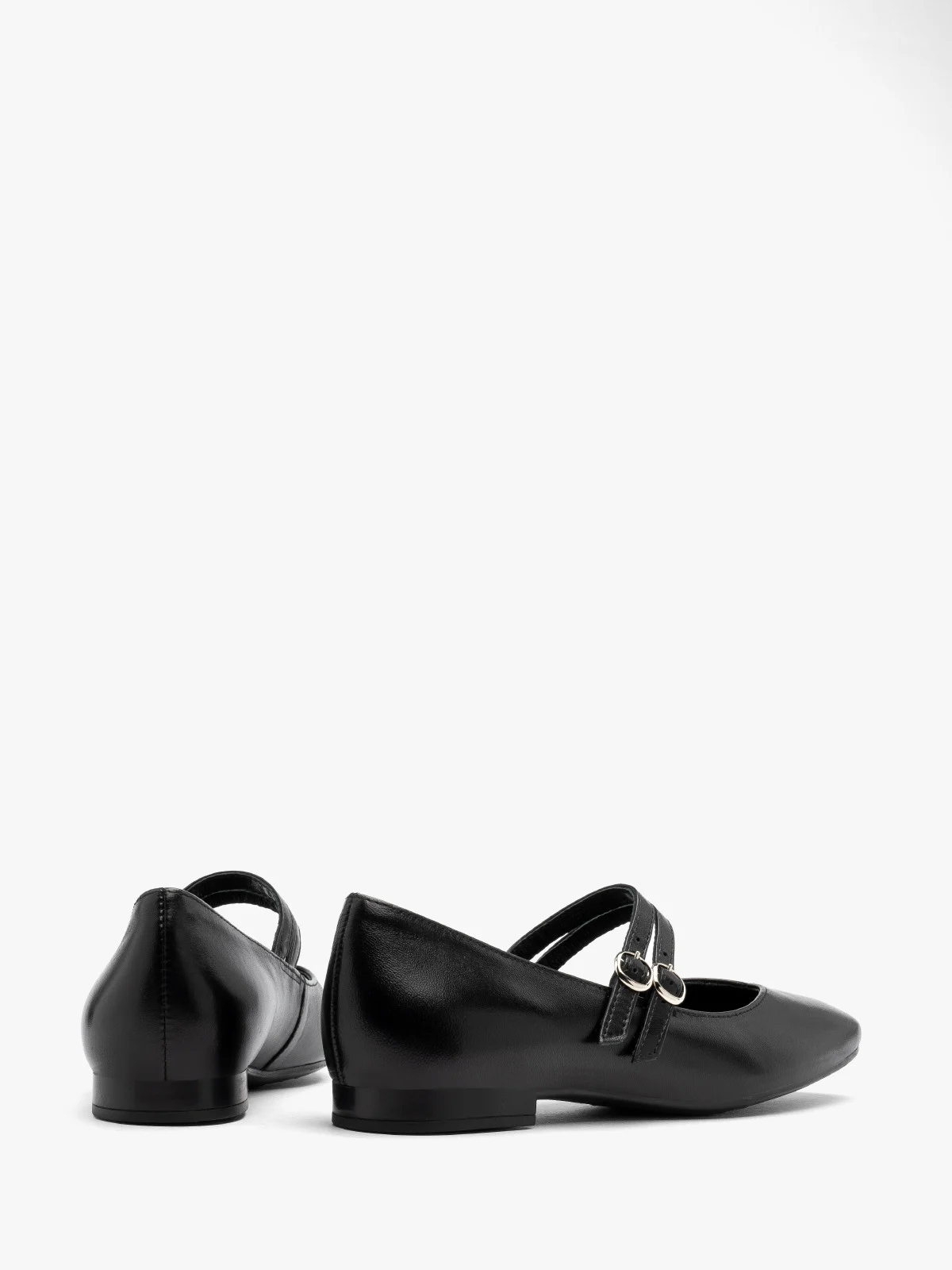 Czarne baleriny damskie z dwoma paskami