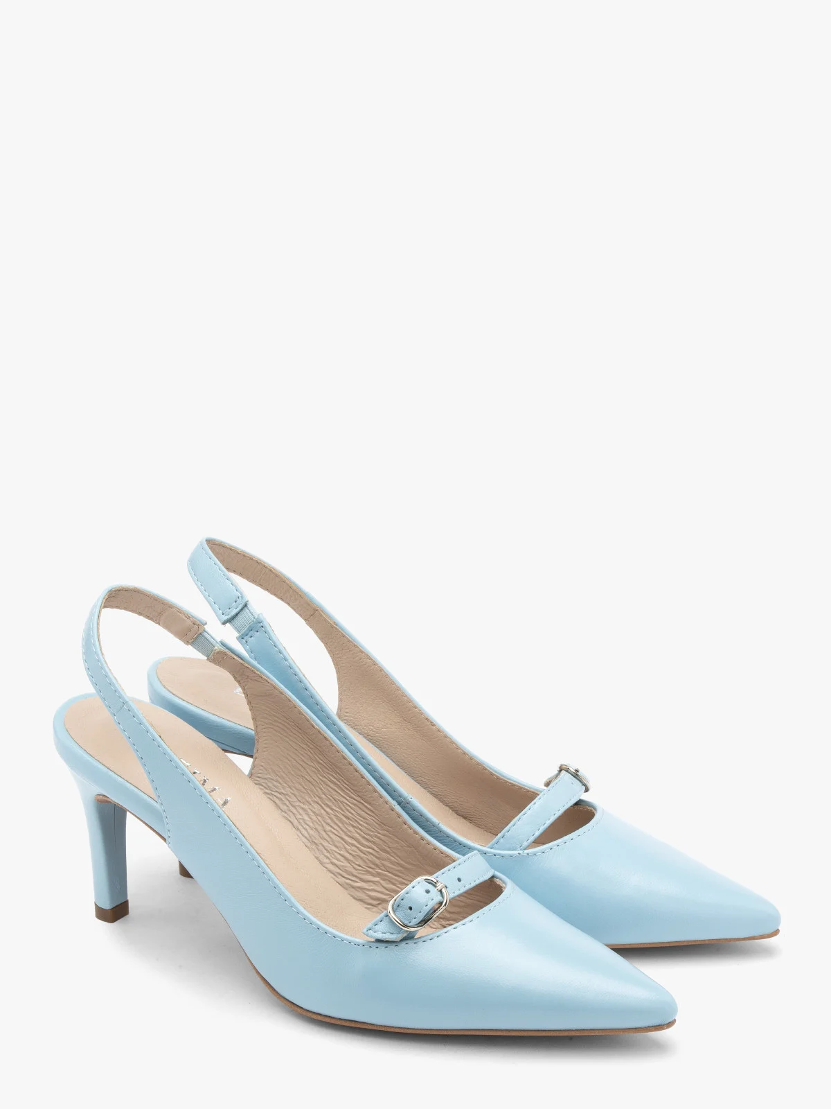 Niebieskie czółenka z ozdobnym paskiem