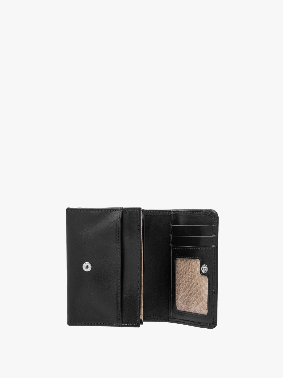 Czarny portfel damski ze srebrnymi detalami