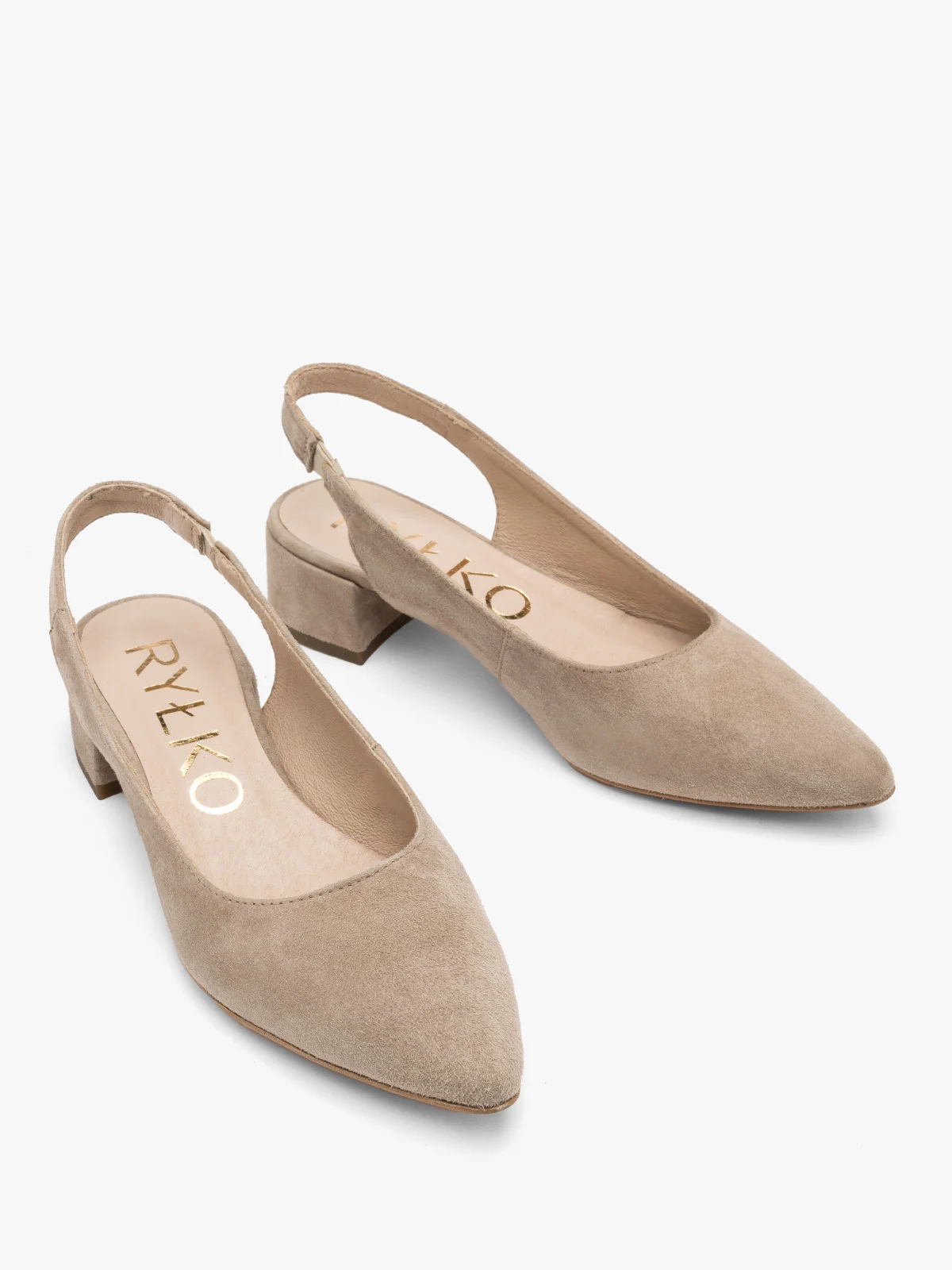 Beżowe czółenka z otwartą piętą