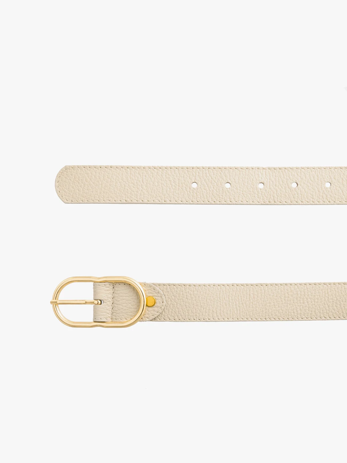 Kremowy pasek damski ze złotą klamrą