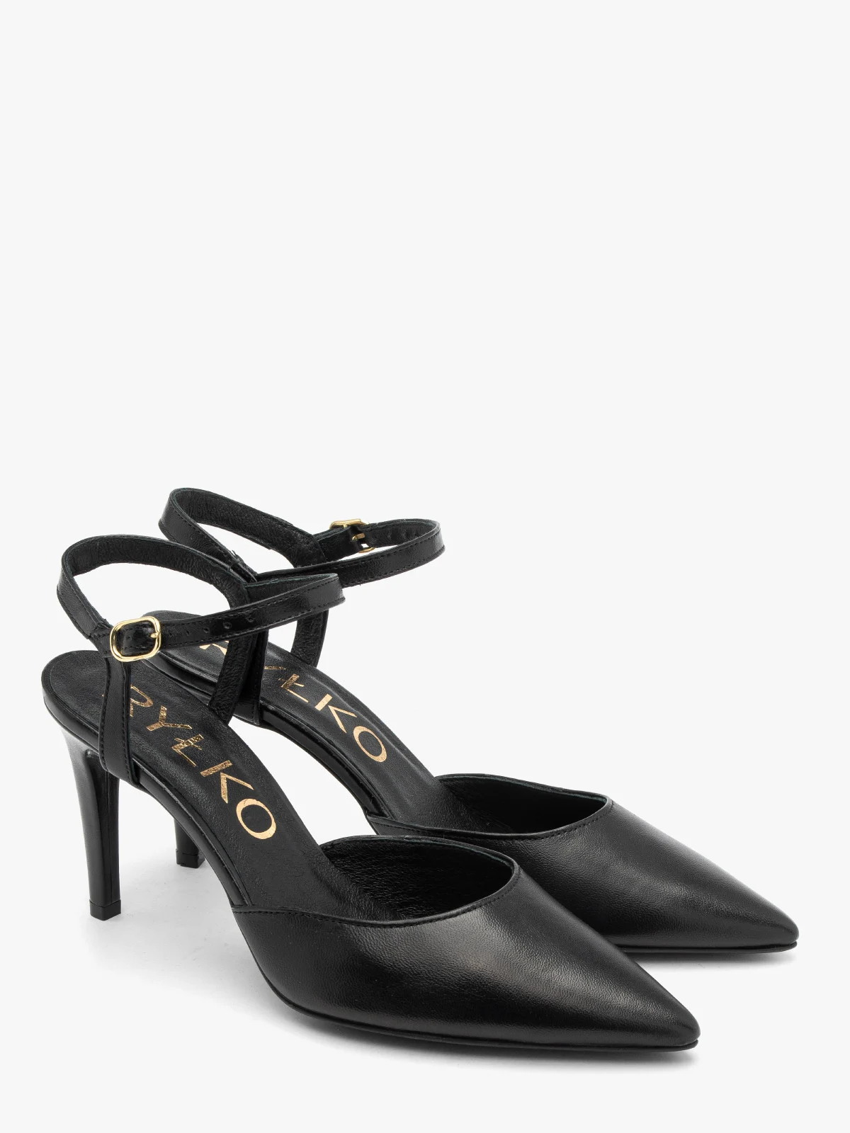 Czarne czółenka damskie z odkrytą piętą