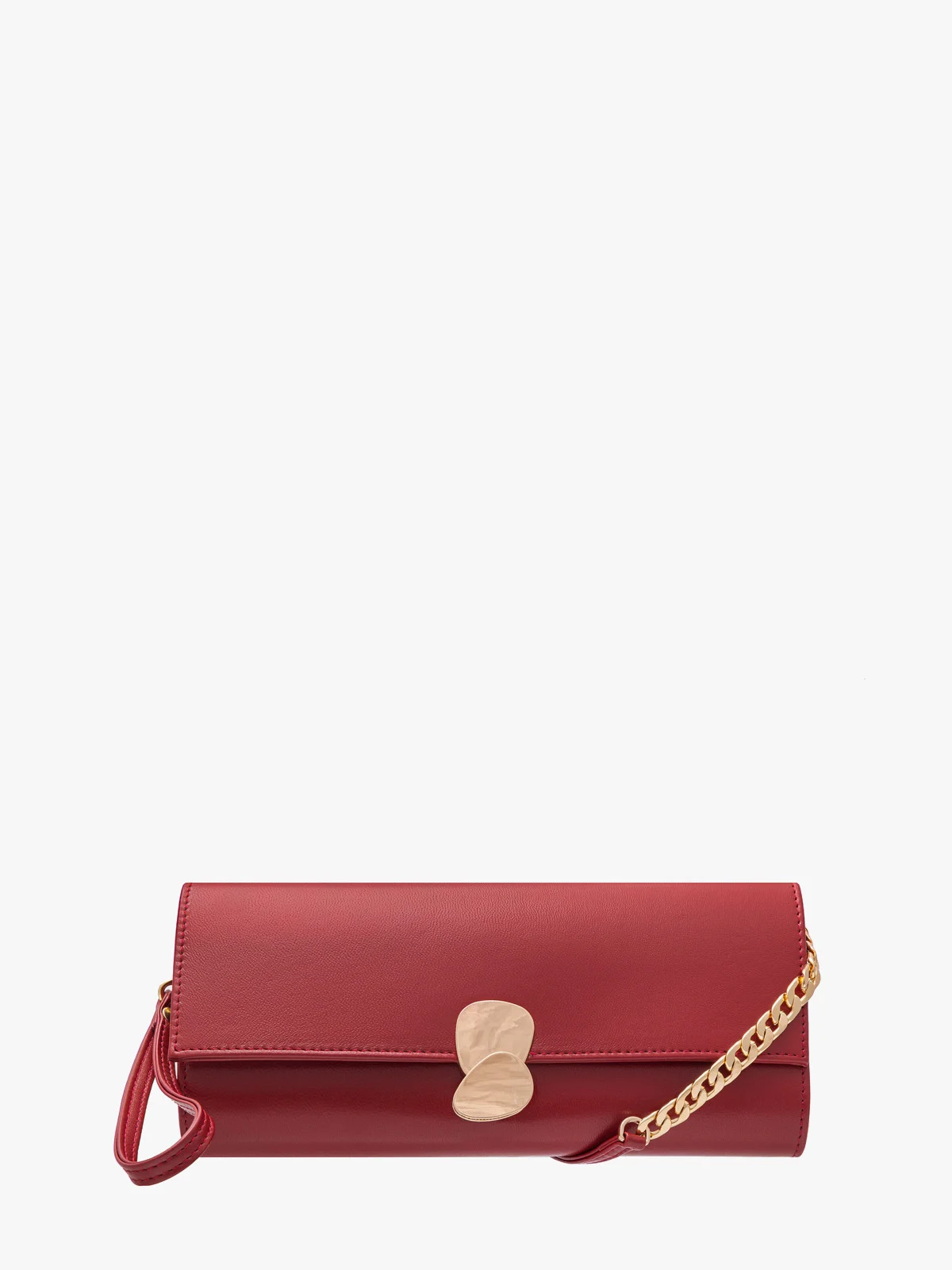 Elegancka, czerwona torebka z ozdobnym zapięciem