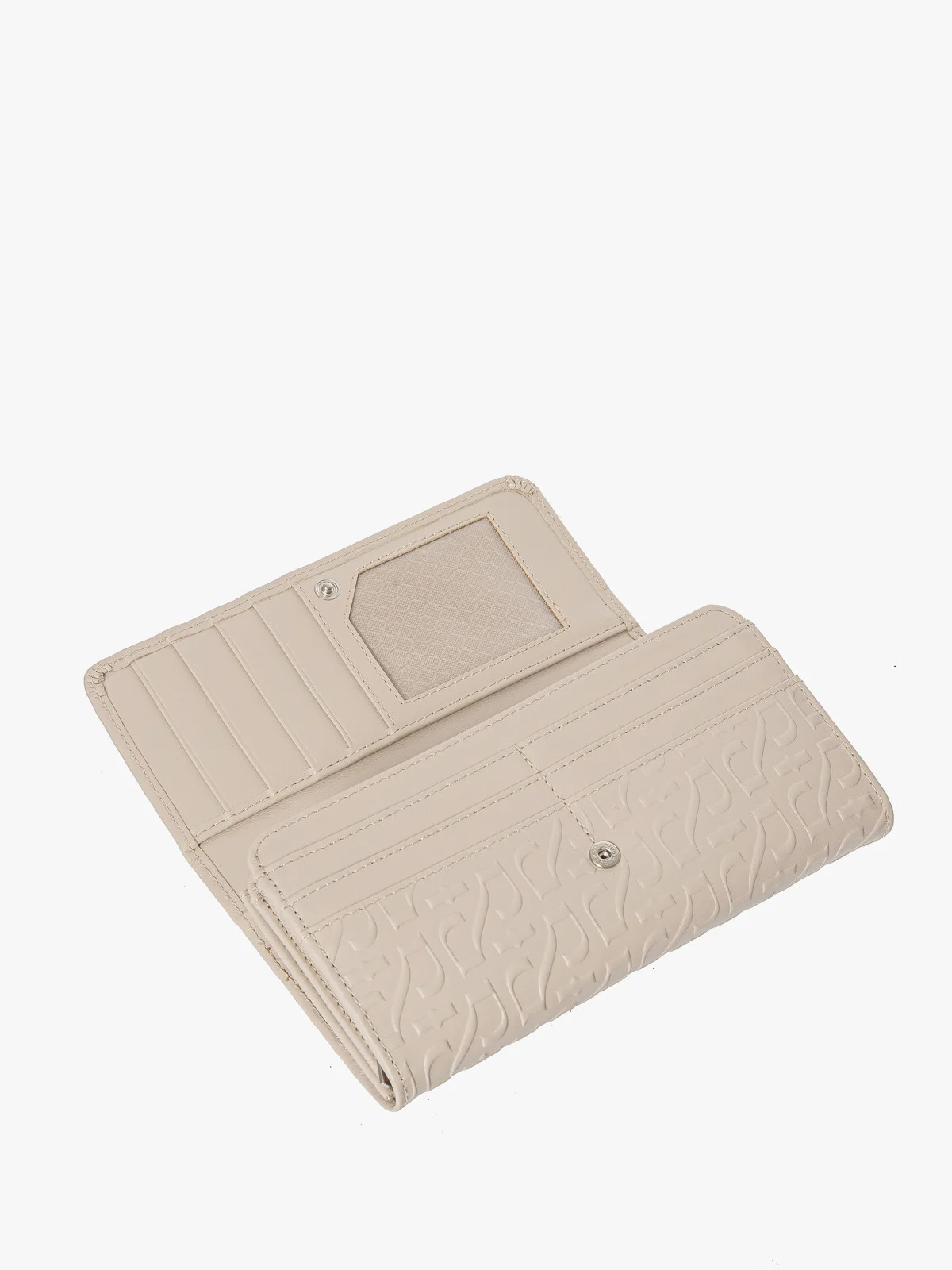 Wytłaczany beżowy portfel damski